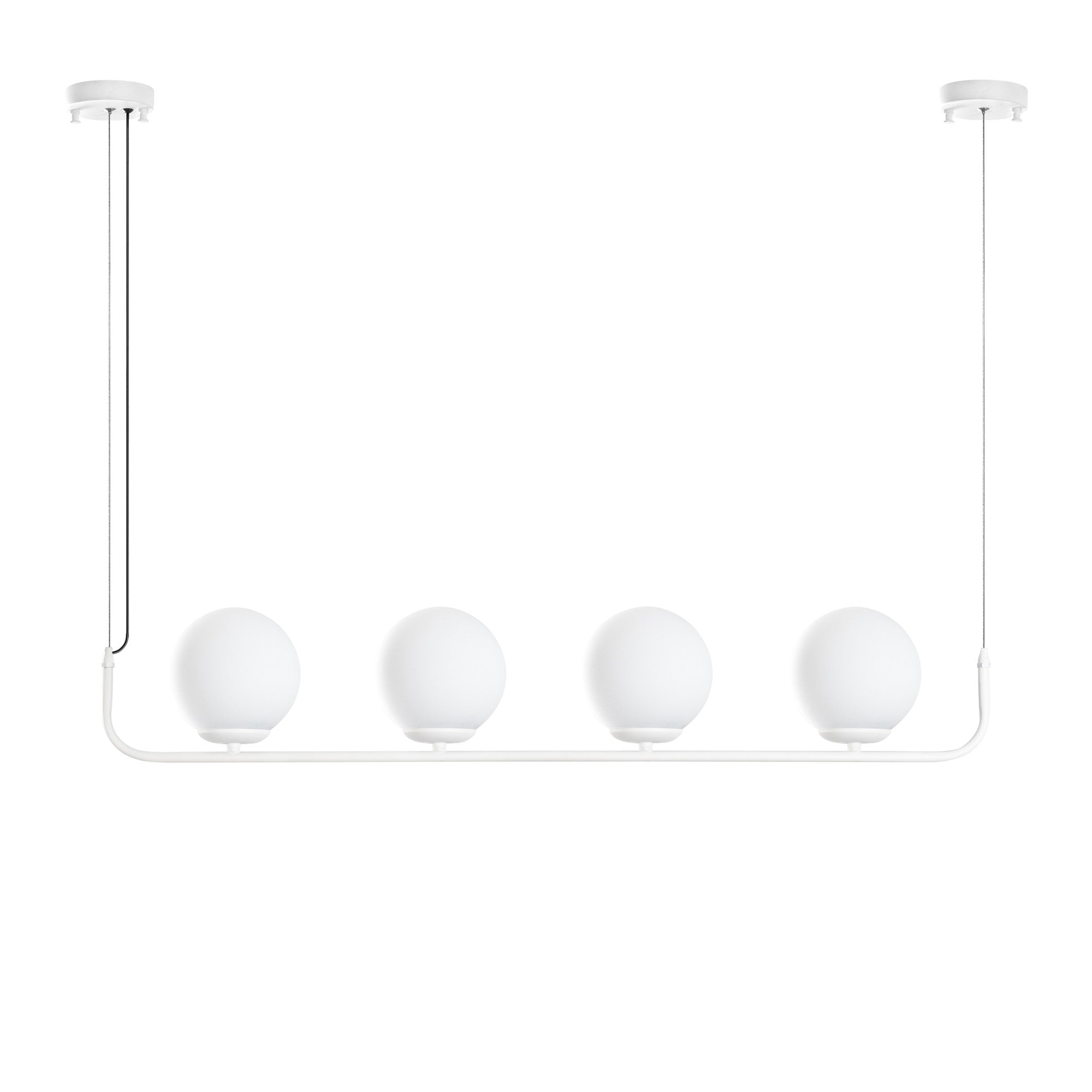 Candeeiro de Teto branco elegante, altura ajustável de 20 a 110 cm, corpo de metal, 4 soquetes E14, diâmetro da tampa de 15 cm, perfeito para espaços modernos, classificação IP28