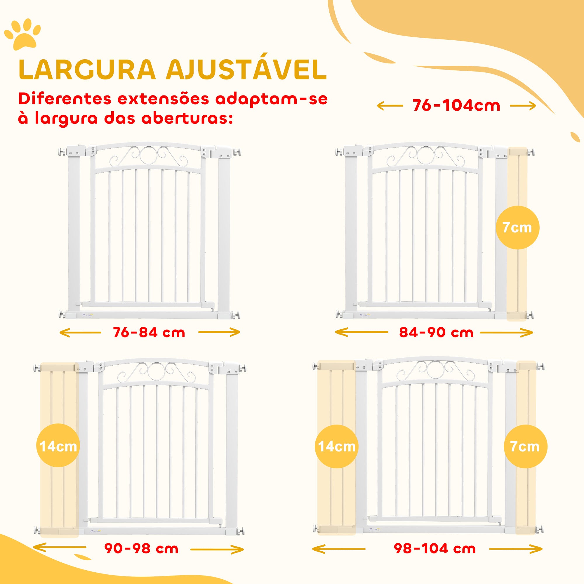 Barreira de Segurança Extensível – 76-102x77,5 cm – Branca – Aço