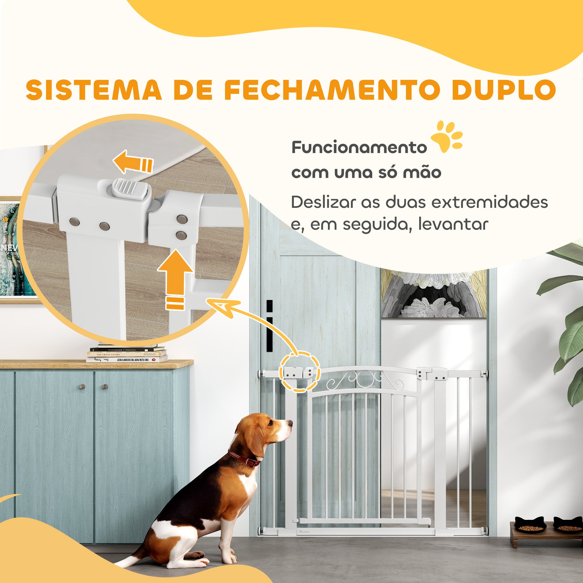 Barreira de Segurança Extensível – 76-102x77,5 cm – Branca – Aço