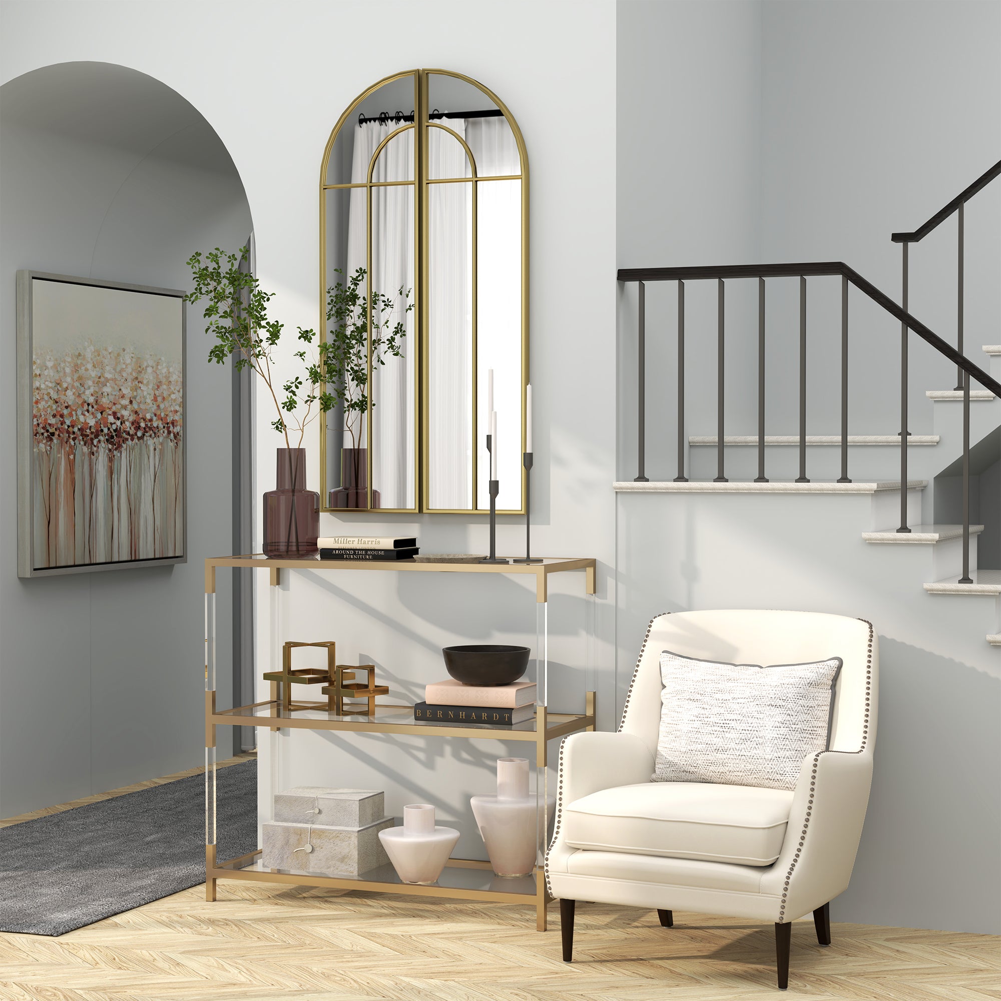 Espelho Decorativo de Parede – 30x120 cm – Cor Ouro – Metal