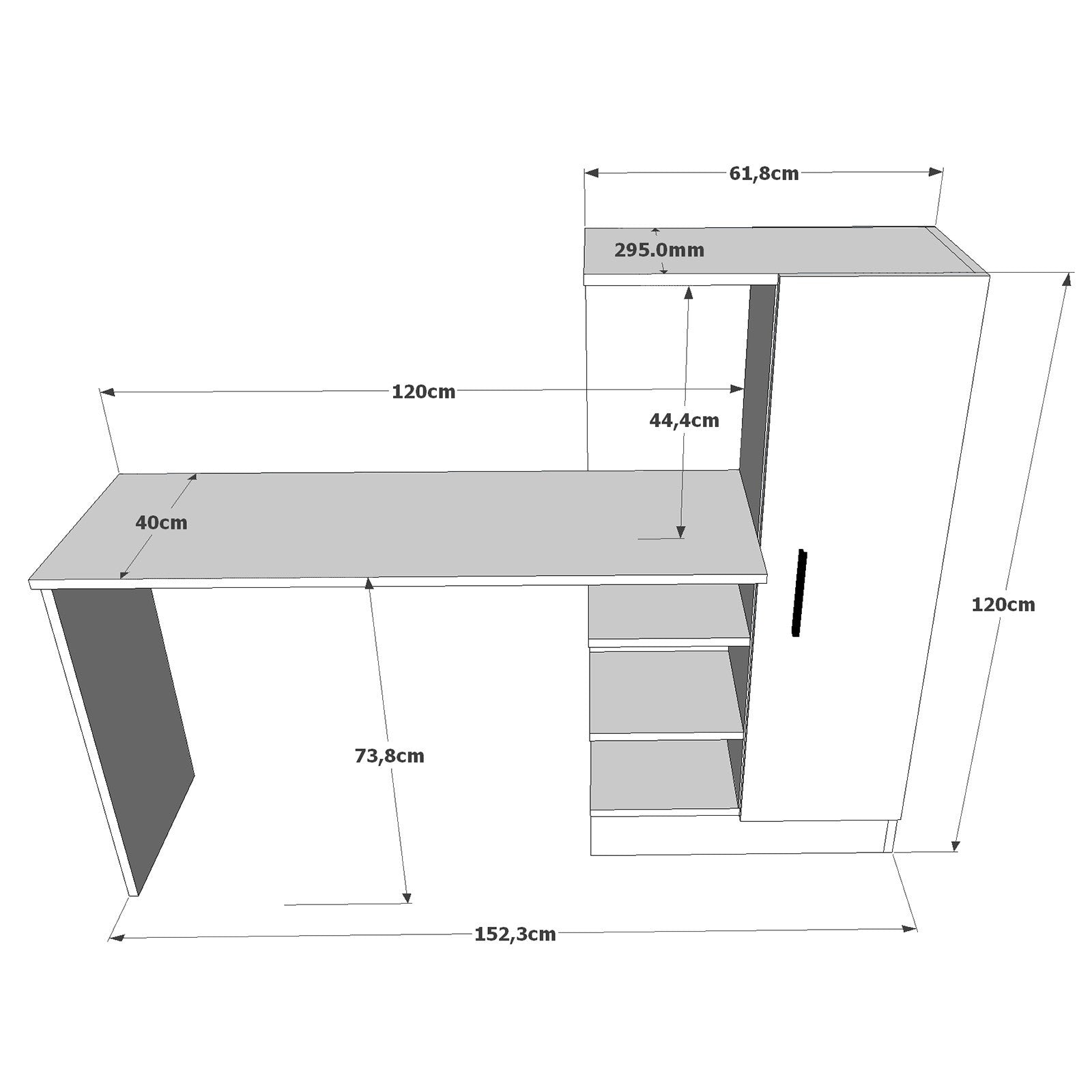 Secretária de Estudo/Escritório Moderna, Pinho Atlântico e Branco, 152,3 x 120 x 40 cm | Painel de Partículas 100% Revestido em Melamina, 18 mm de Espessura | Elegante e Funcional para Escritório em Casa