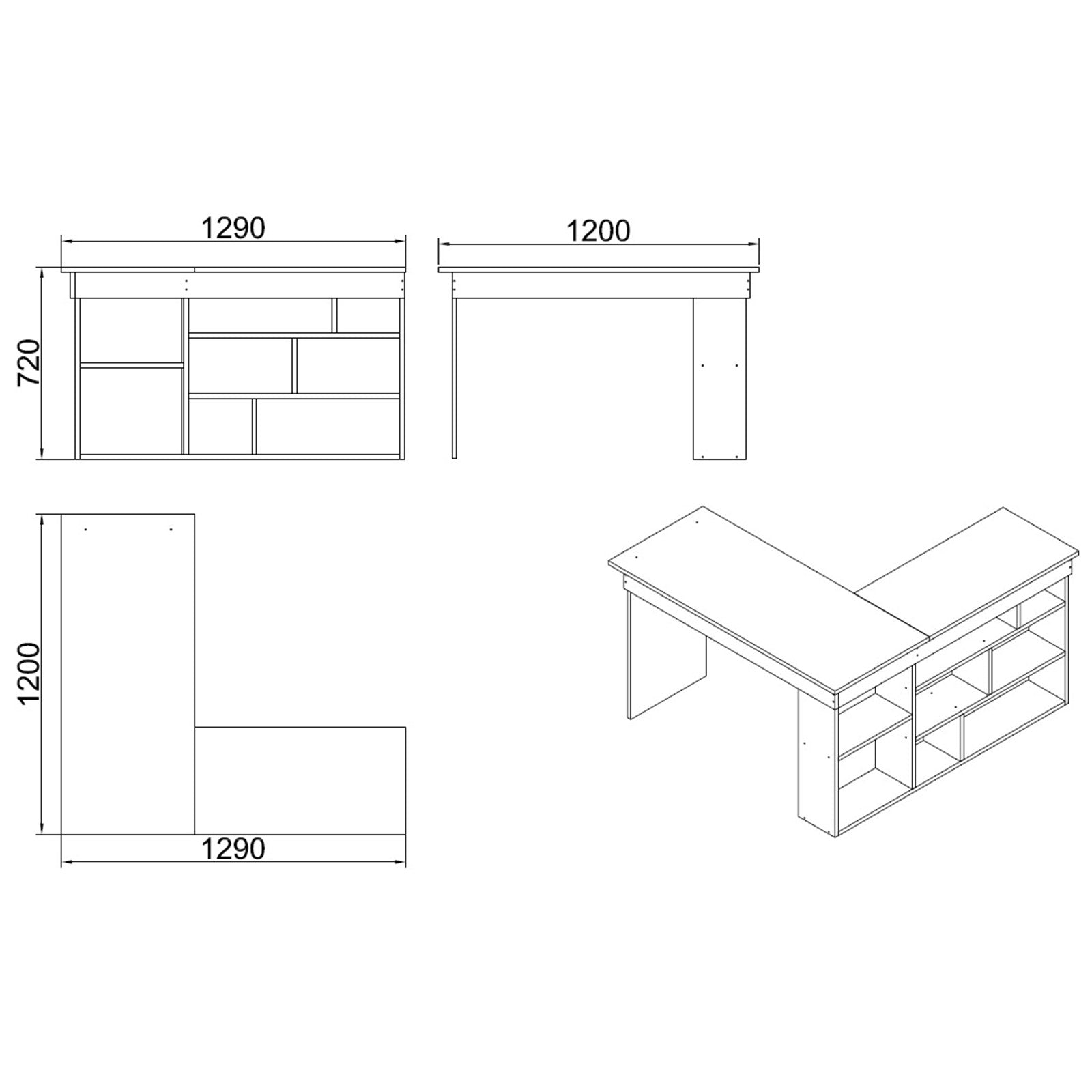 Secretária de Estudo/Escritório Moderna, Pinho Atlântico e Branco, 129 x 72 x 120 cm | Painel de Partículas 100% Revestido em Melamina, 18 mm de Espessura | Elegante e Funcional para Escritório em Casa