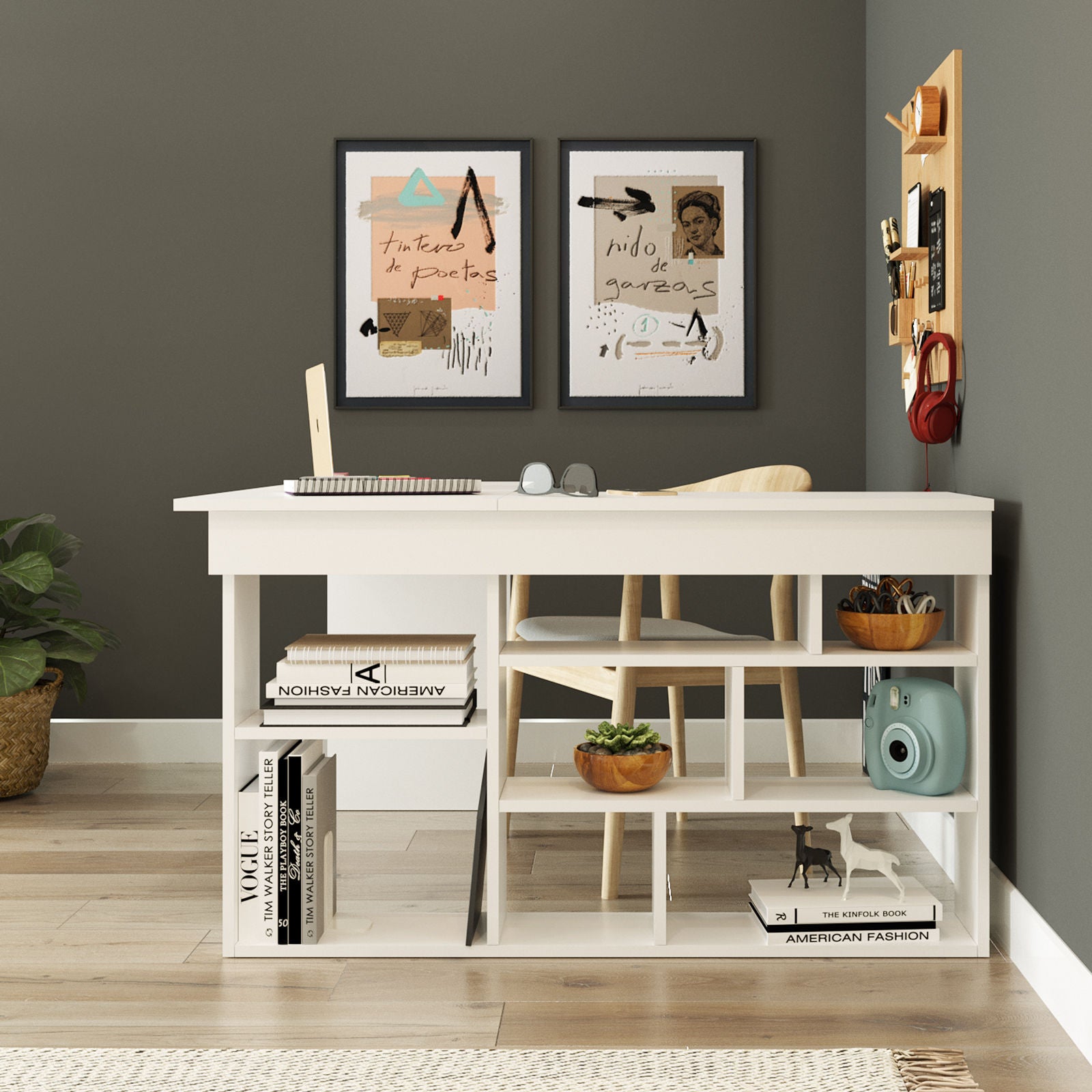 Secretária de Estudo/Escritório Moderna, Branca, 129 x 72 x 120 cm | Painel de Partículas 100% Revestido em Melamina, 18 mm de Espessura | Design Elegante para Escritórios e Espaços de Estudo