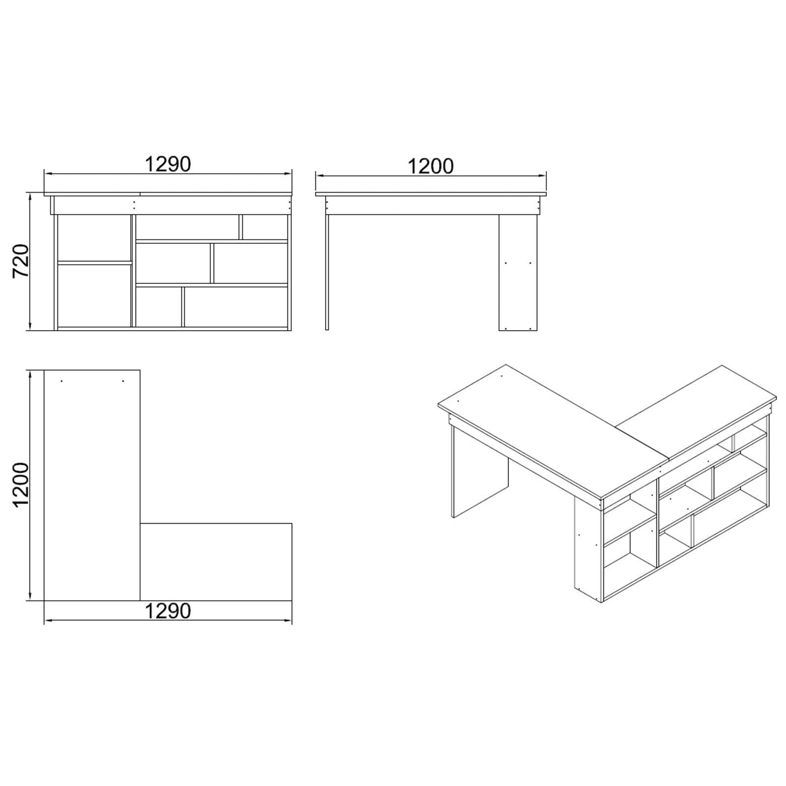 Secretária de Estudo/Escritório Moderna, Branca, 129 x 72 x 120 cm | Painel de Partículas 100% Revestido em Melamina, 18 mm de Espessura | Design Elegante para Escritórios e Espaços de Estudo