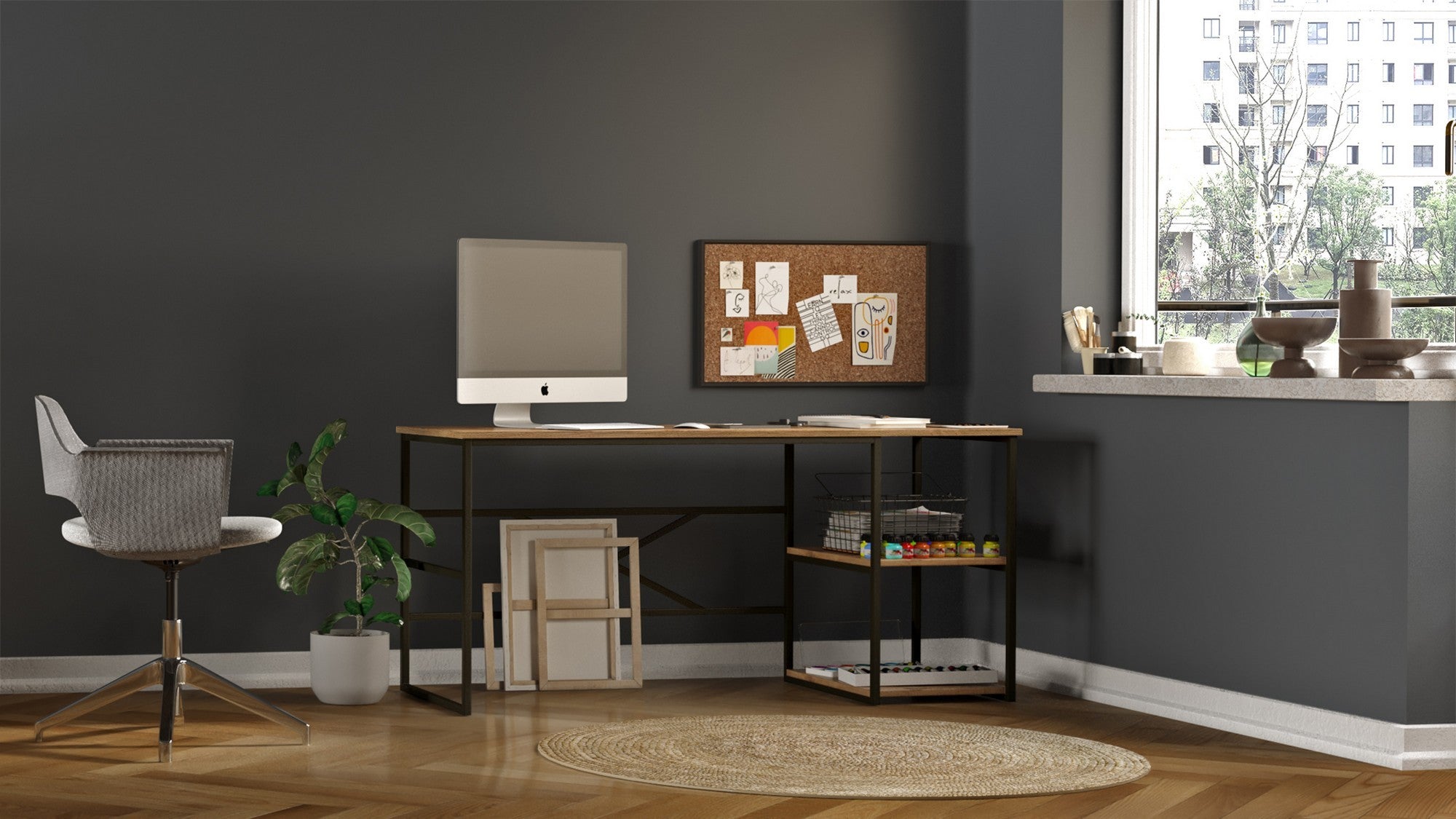 Secretária de Estudo Moderna – 160 x 75 x 60 cm – Pinho Atlântico – Painel de Partículas revestido a Melamina