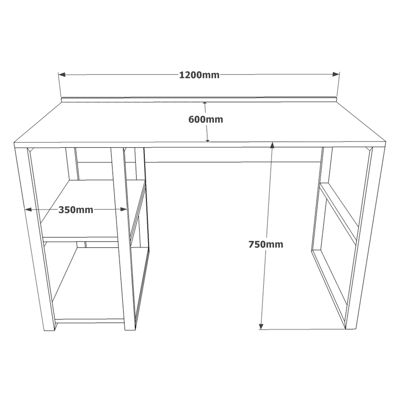 Secretária de Estudo/Escritório em Pinho Atlântico, 120 x 75 x 60 cm | Painel de Partículas 100% Revestido em Melamina, 18 mm de Espessura | Elegante e Funcional para Escritório e Estudo em Casa