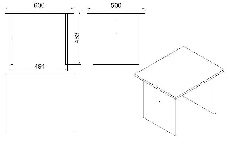 Mesa de Centro Moderna, Carvalho e Preto, 60 x 50 x 46,3 cm | Painel de Partículas 100% Revestido em Melamina, 18 mm de Espessura | Elegante e Funcional para Espaços de Convivência