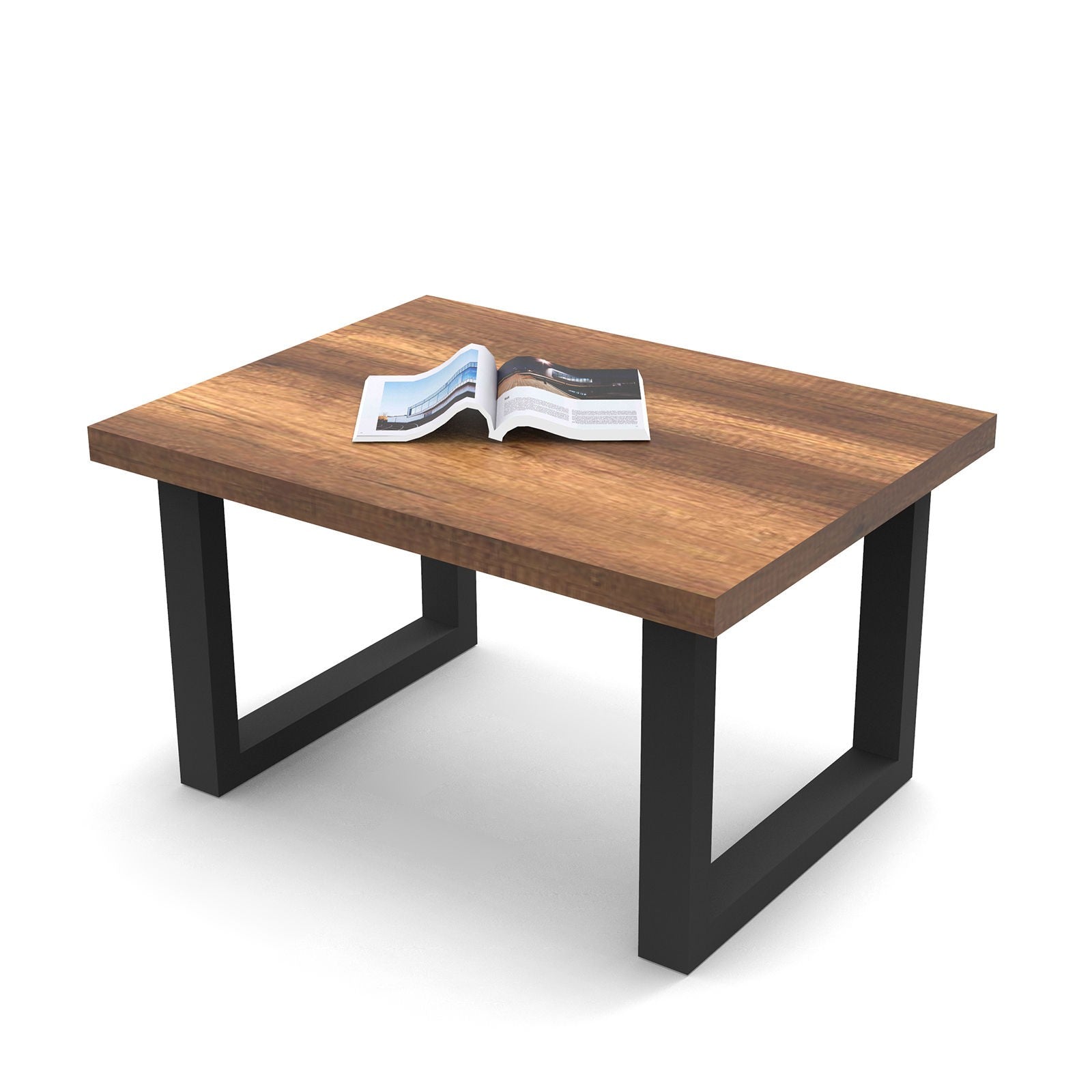 Mesa de Centro Moderna com Pés de Metal, Nogueira e Antracite, 80 x 60 x 43 cm | Painel de Partículas 100% Revestido com Melamina, 18 mm de Espessura | Design Industrial Elegante