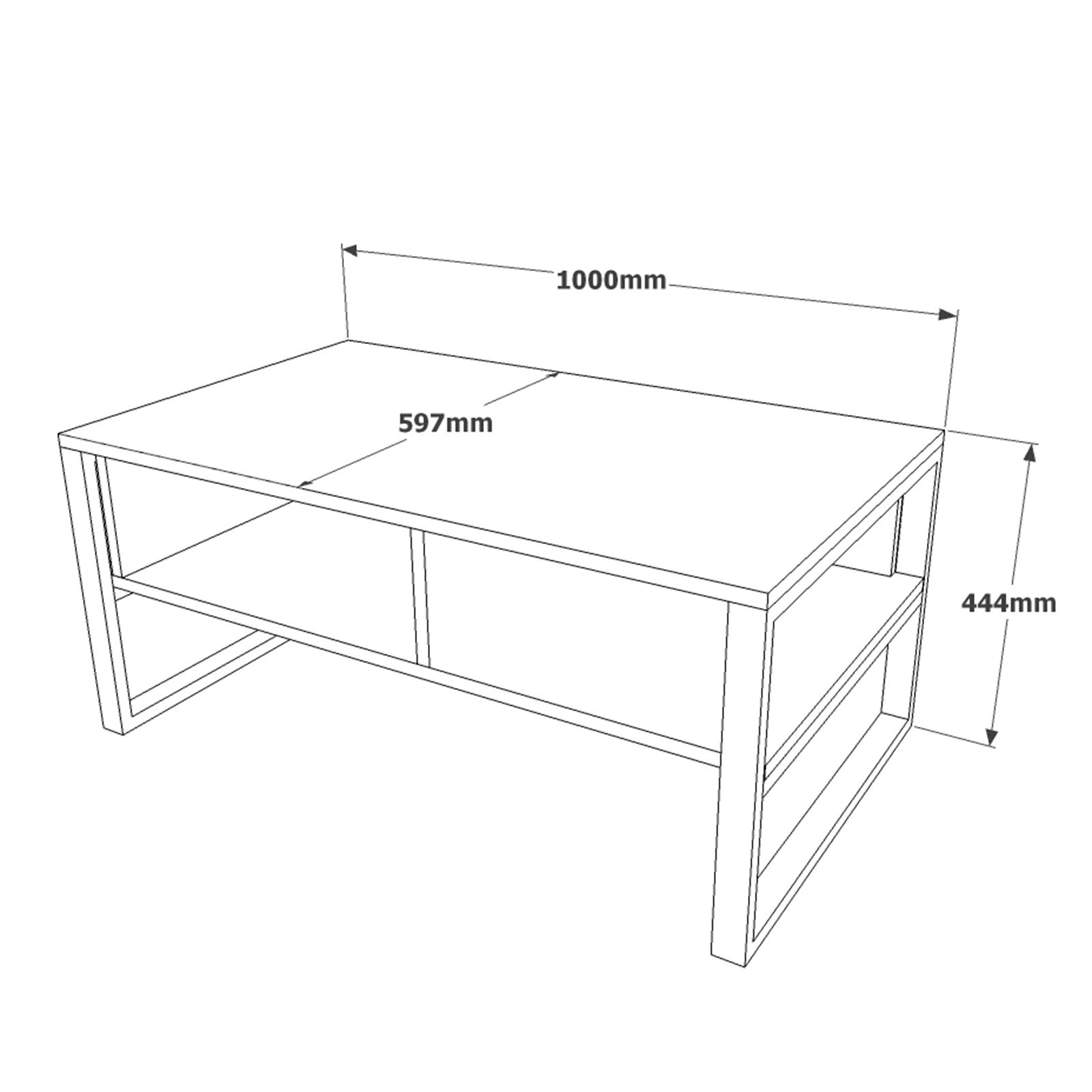 Mesa de Centro Moderna – 100 cm de Largura – Prateada – Melamina