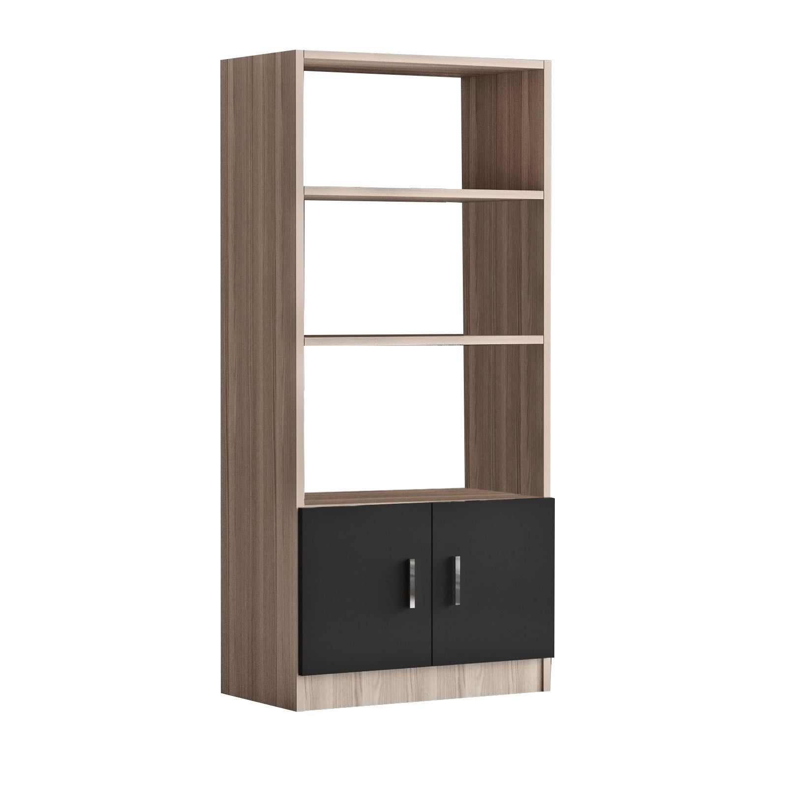 Estante moderna em carvalho e preto, 63,6 cm L x 140 cm A x 37,6 cm P | Painel de partículas 100% revestido em melamina, 18 mm de espessura | Armazenamento elegante para casa e escritório