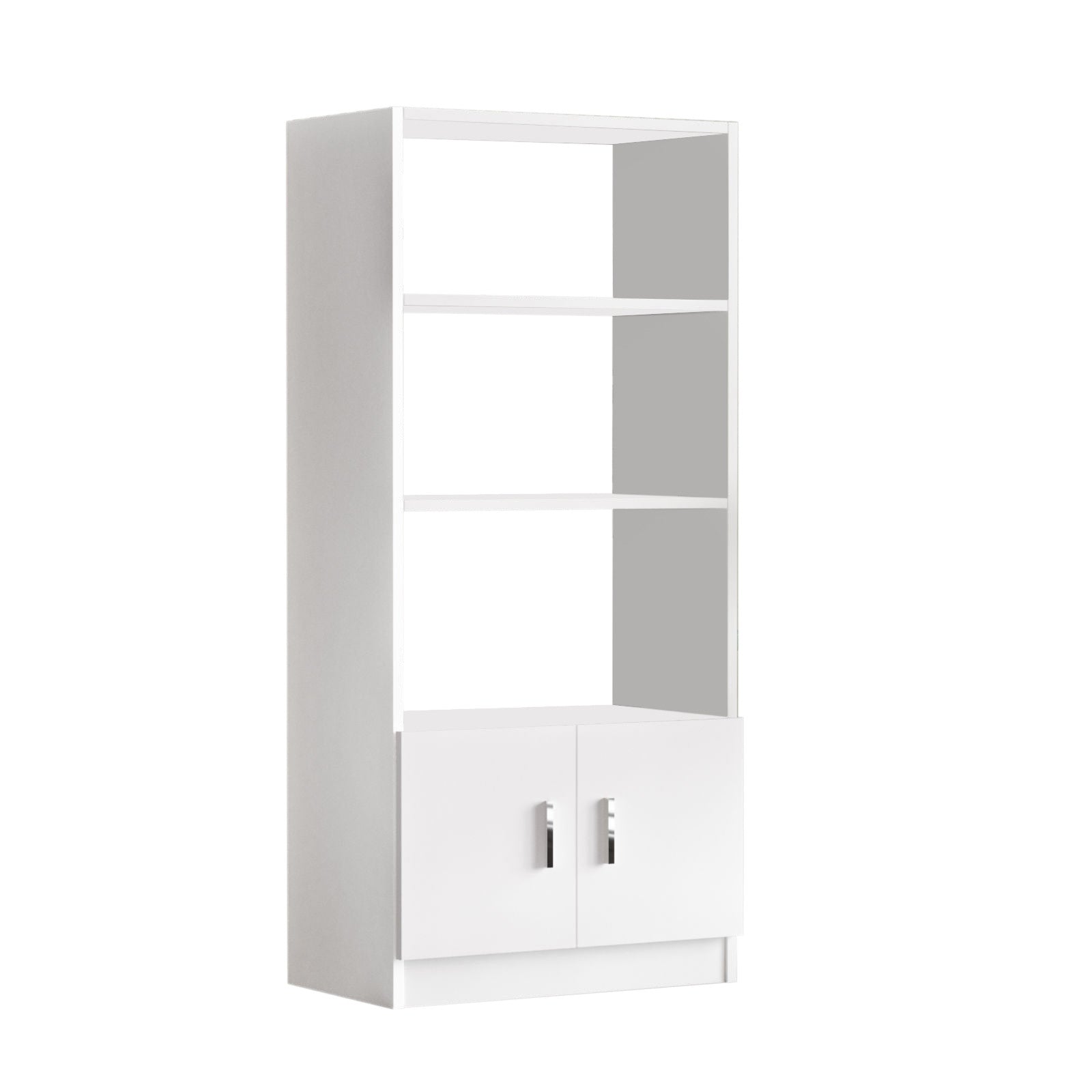 Estante moderna – 140 cm de altura, 64 cm de largura, 35,5 cm de profundidade – Branco – Painéis de partículas revestidos a melamina