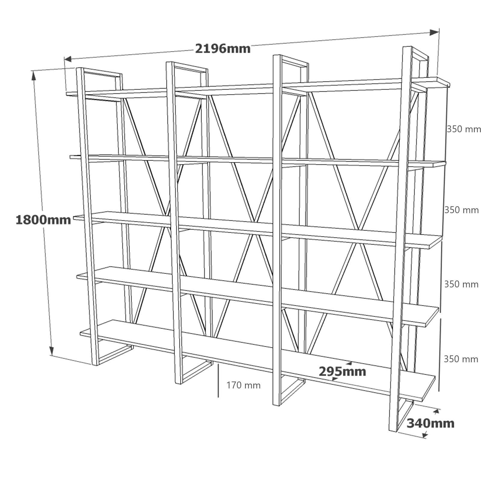 Estante Industrial Moderna – 219,6 x 180 x 34 cm – Pinho Atlântico – Painel de partículas e Metal