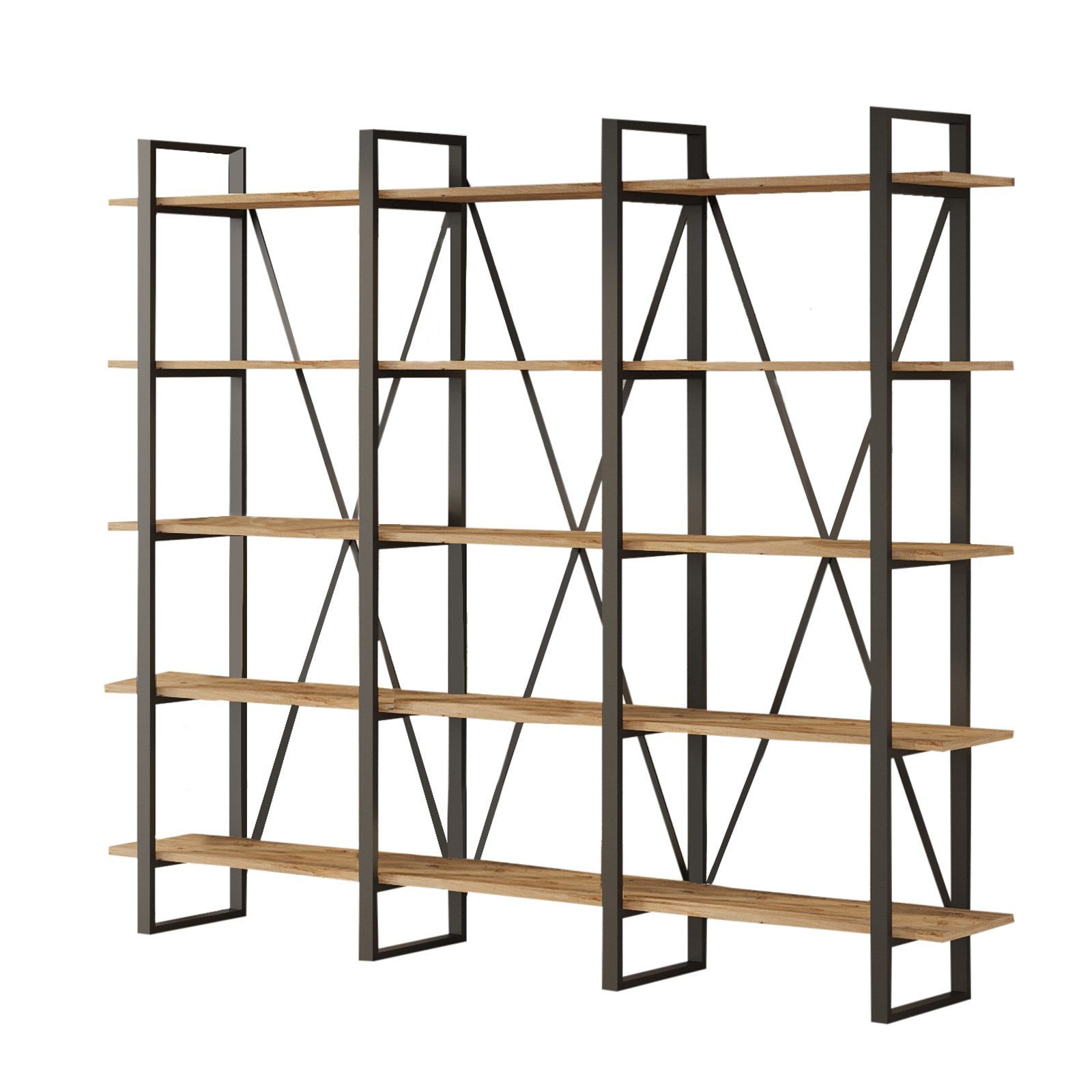 Estante Industrial Moderna – 219,6 x 180 x 34 cm – Pinho Atlântico – Painel de partículas e Metal