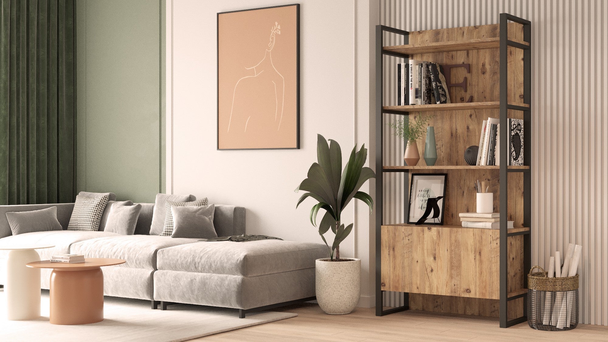 Estante de livros – 90 x 180 x 34 cm – Pinho Atlântico – Painel de Partículas