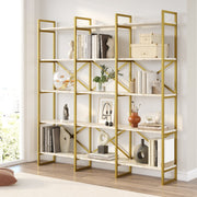 Estante de livros – 170 x 175 x 30 cm – Mármore branco e dourado – Metal