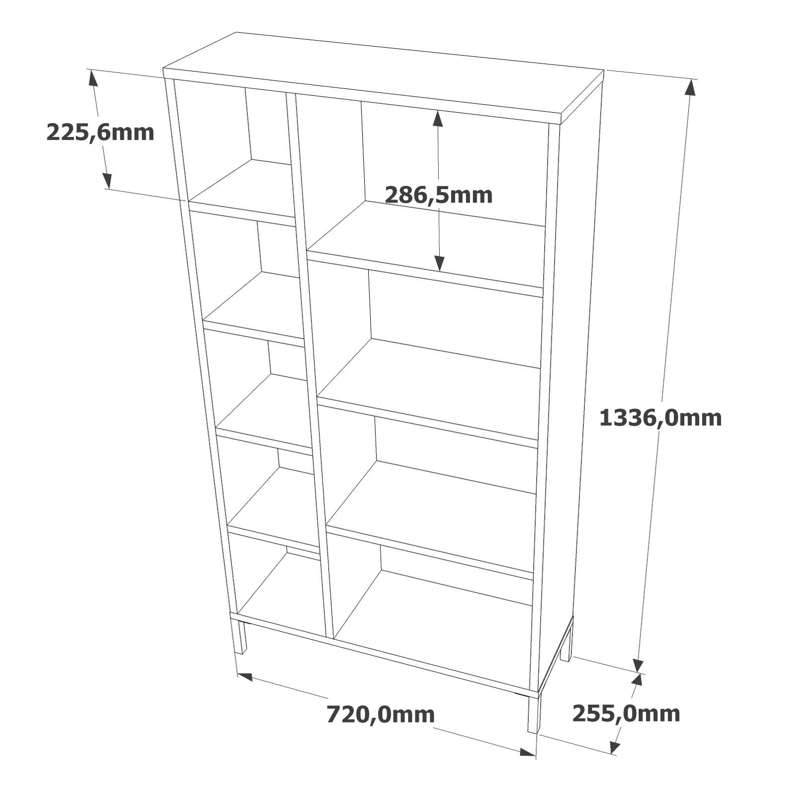 Estante elegante em pinho atlântico e antracite, 72 cm L x 133,6 cm A x 25,5 cm P | Painel de partículas 100% revestido em melamina, 18 mm de espessura | Solução de armazenamento moderna