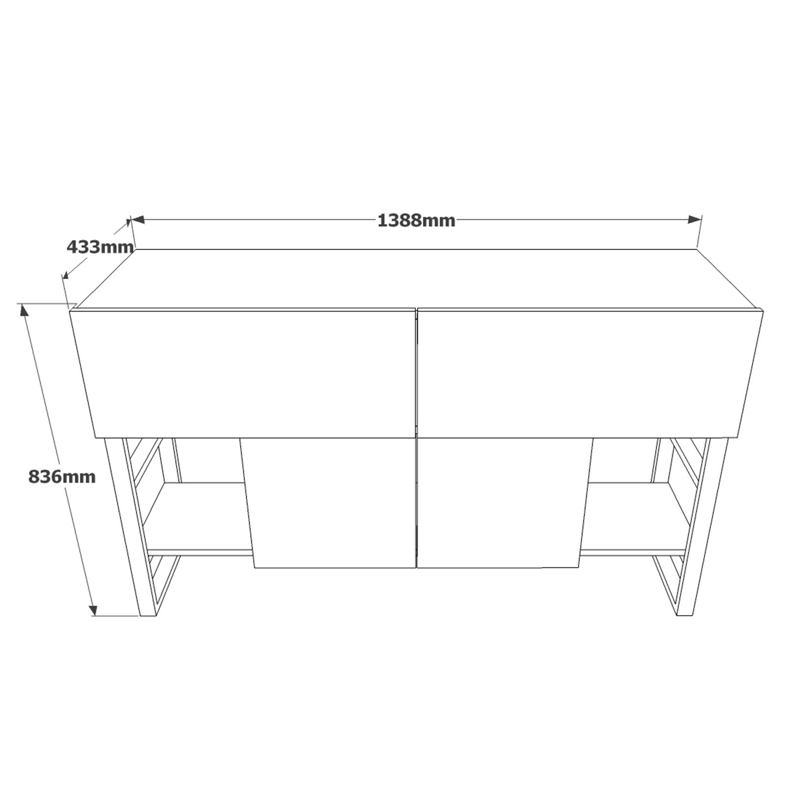 Consola de Entrada - Mesa para Corredor Moderna, Pinho Atlântico, 138,8 x 83,6 x 43,3 cm | Painel de Partículas 100% Revestido com Melamina, 18 mm de Espessura, Estrutura de Metal Resistente | Design Industrial Elegante para Casa e Escritório