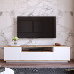 Móvel de TV moderno, pinho atlântico e branco, 180 cm x 44,6 cm x 44,5 cm | Painel de partículas 100% revestido de melamina, 18 mm de espessura | Design elegante e funcional para salas de estar
