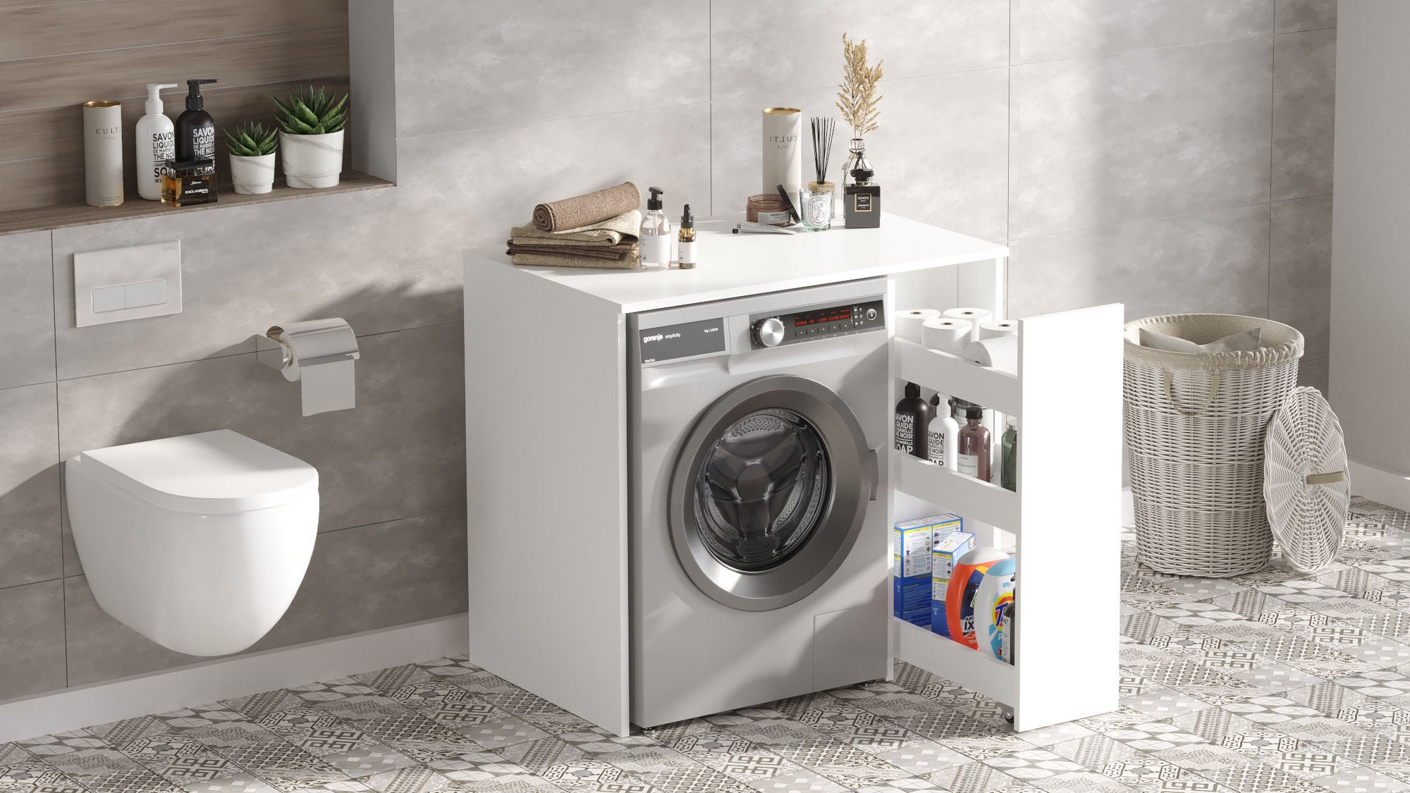 Armário de casa de banho – 93,5 x 88,3 x 60 cm – Branco – Painel de partículas revestido a melamina