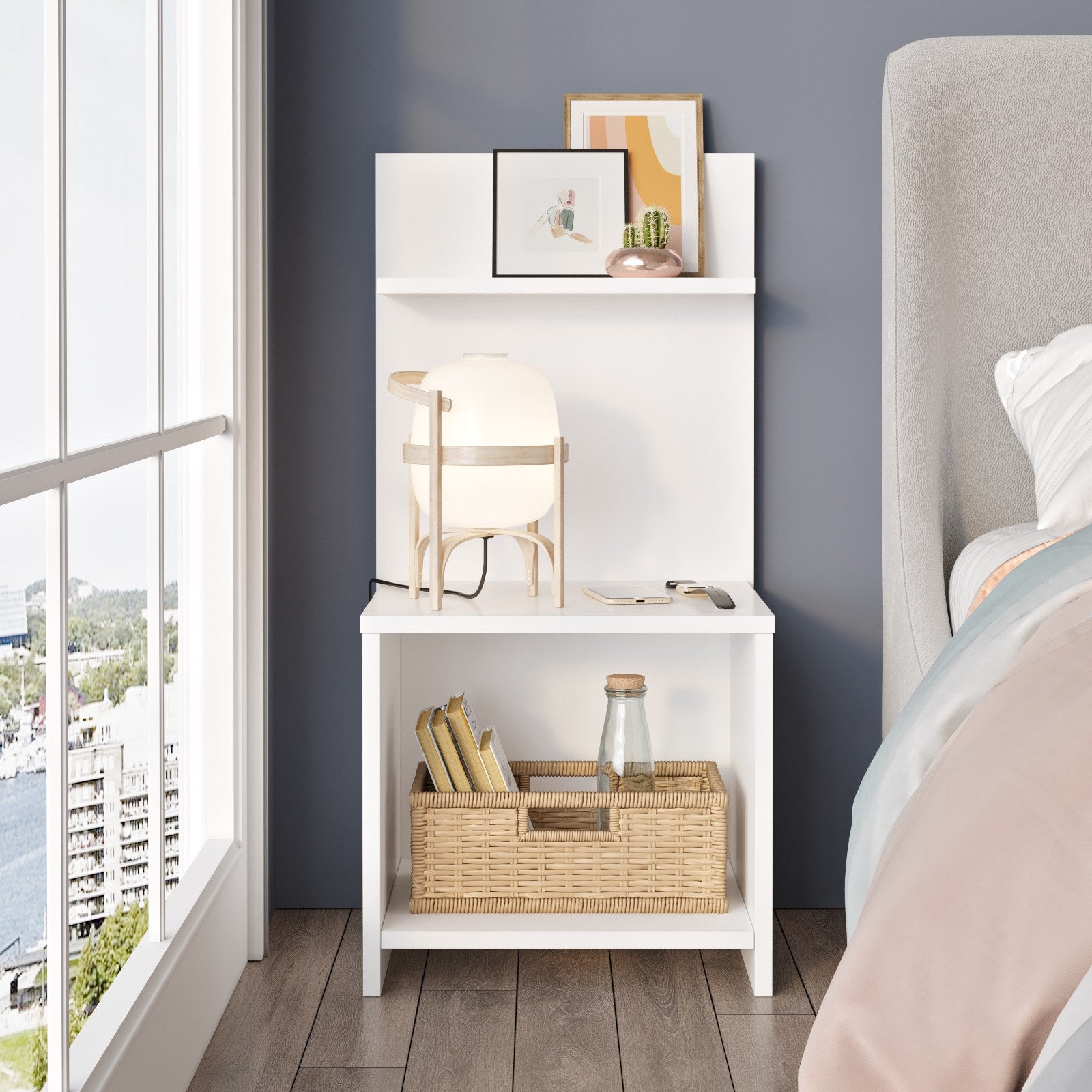 Mesa de Cabeceira Branca 90cm - Melamina Resistente com Design Moderno e Compacto