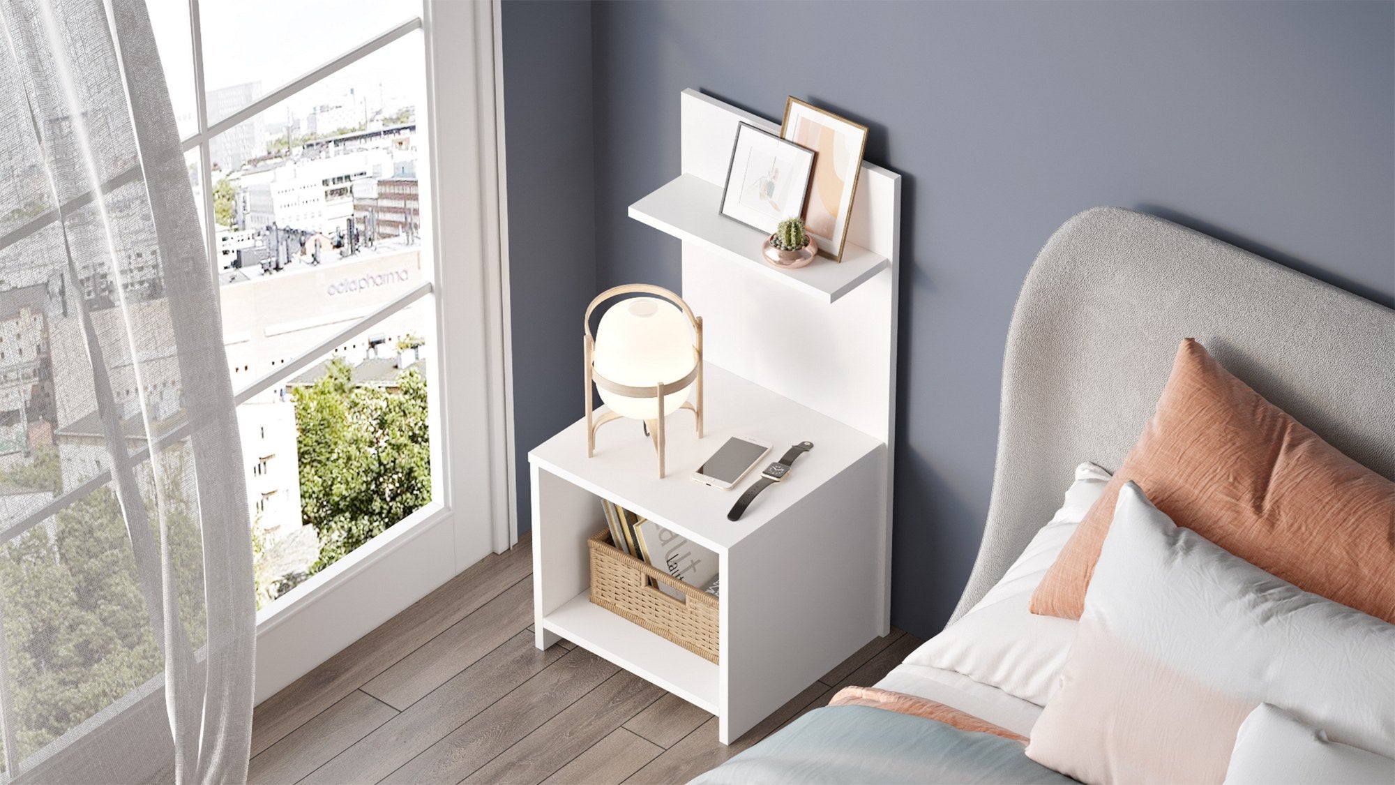 Mesa de Cabeceira Branca 90cm - Melamina Resistente com Design Moderno e Compacto