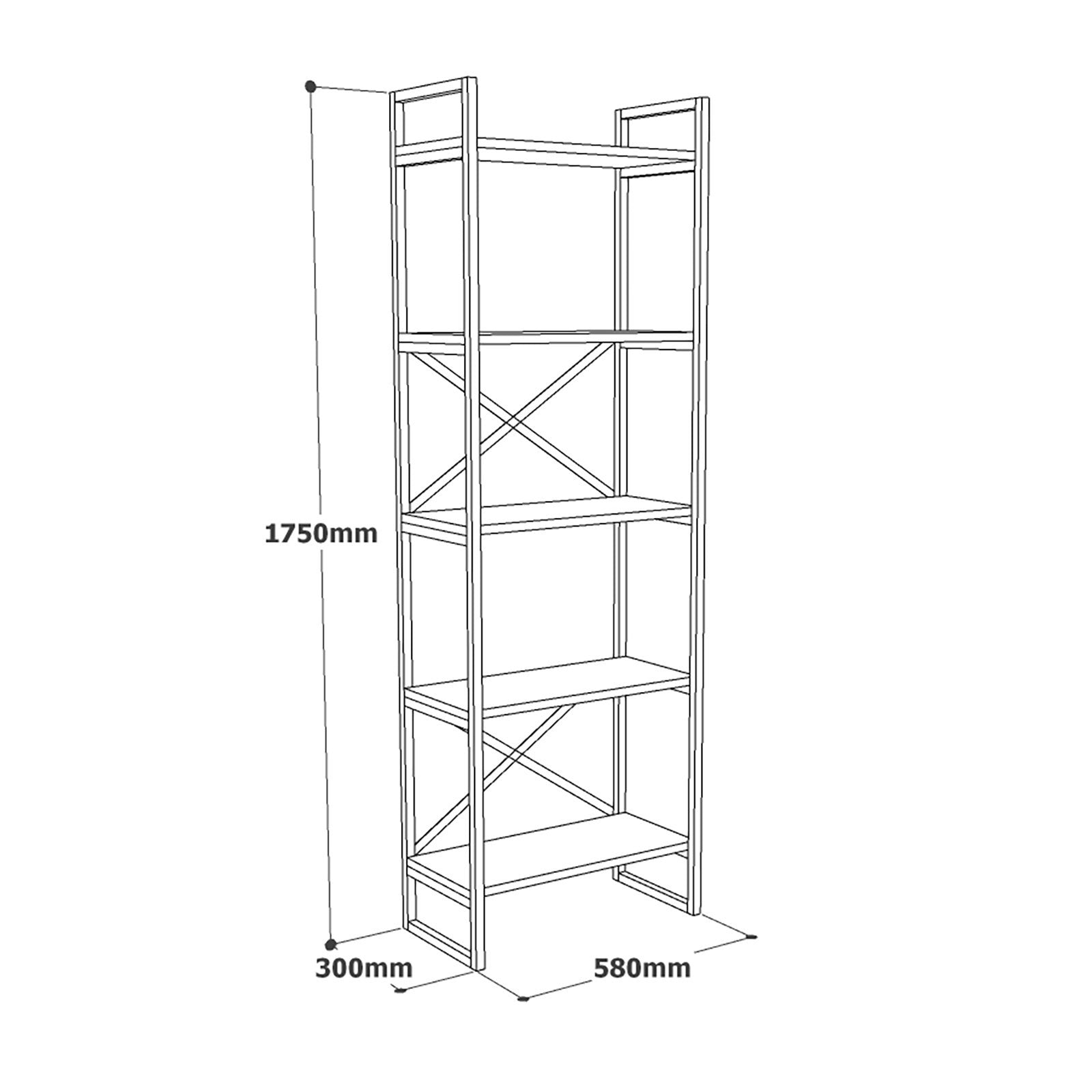Estante de livros – 58 x 30 x 175 cm – Mármore e dourado – Aglomerado 100% revestido a melamina