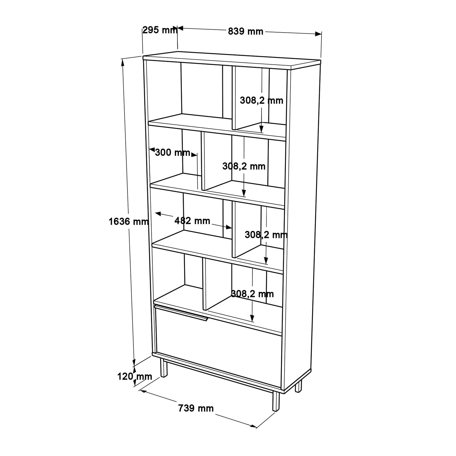 Estante moderna – 83,9 x 175,6 x 29,5 cm – Branca – MDF