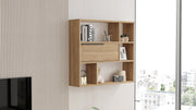 Prateleira de parede em nogueira – 90,1 x 81 x 22 cm – painel de partículas revestido a melamina