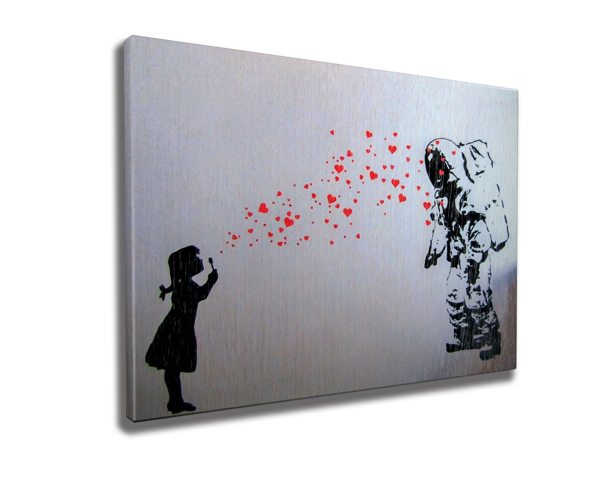 Impressionante tela decorativa de Banksy, 50 x 70 cm, 50% algodão/50% poliéster, emoldurada em madeira de 2 x 3 cm | Perfeito para amantes da arte moderna