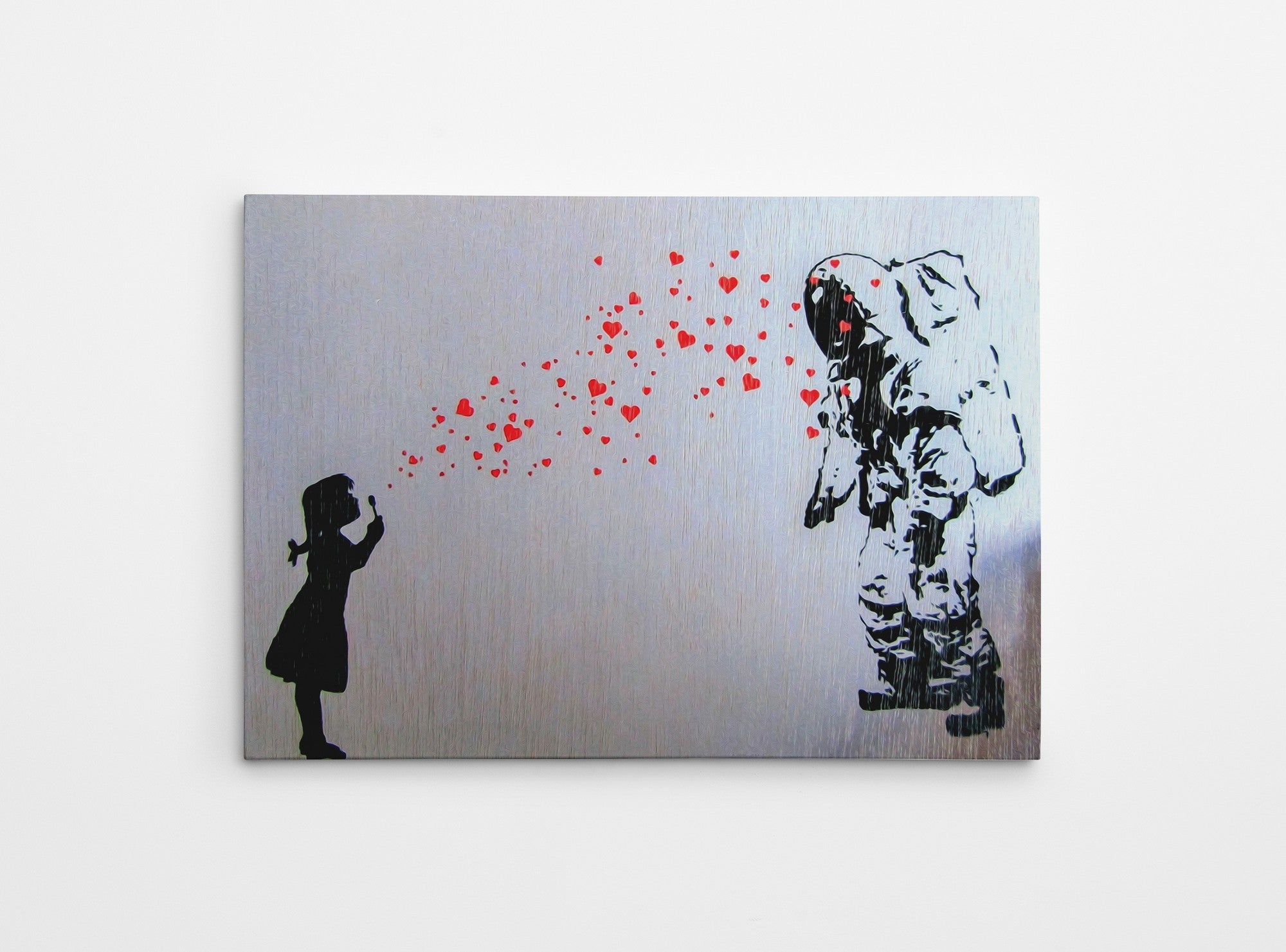 Impressionante tela decorativa de Banksy, 70 x 100 cm, 50% algodão/50% poliéster, emoldurada com moldura de madeira de 2 x 3 cm | Perfeito para decoração moderna
