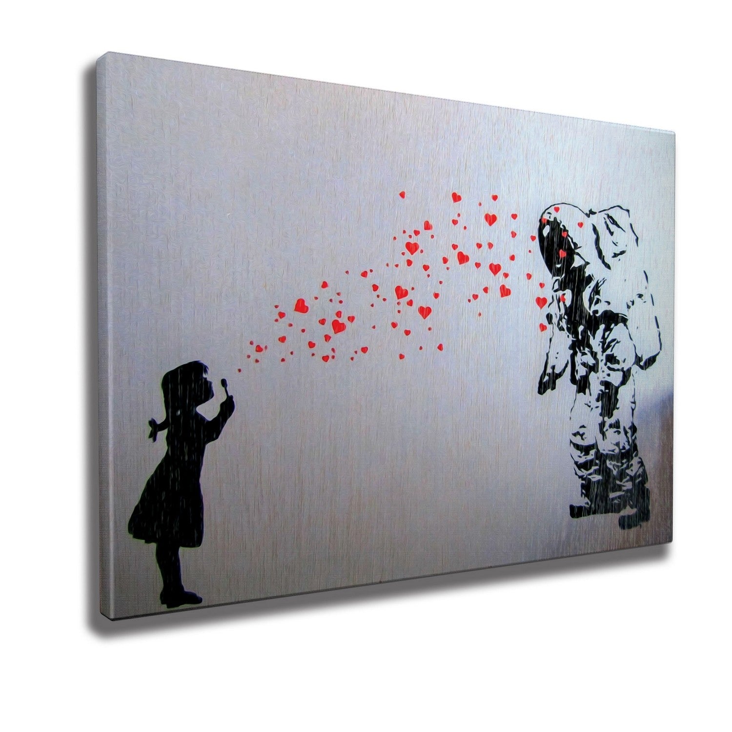 Impressionante tela decorativa de Banksy, 70 x 100 cm, 50% algodão/50% poliéster, emoldurada com moldura de madeira de 2 x 3 cm | Perfeito para decoração moderna