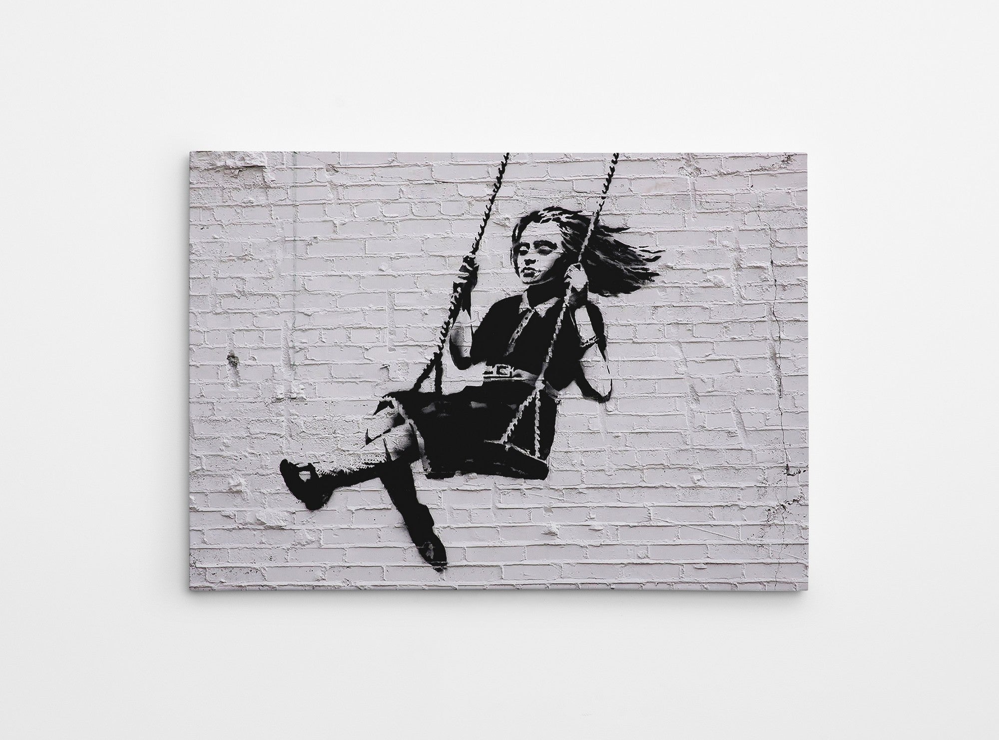 Impressionante tela decorativa de Banksy, 50 x 70 cm, 50% algodão/50% poliéster, emoldurada em madeira de 2 x 3 cm | Perfeito para amantes da arte moderna