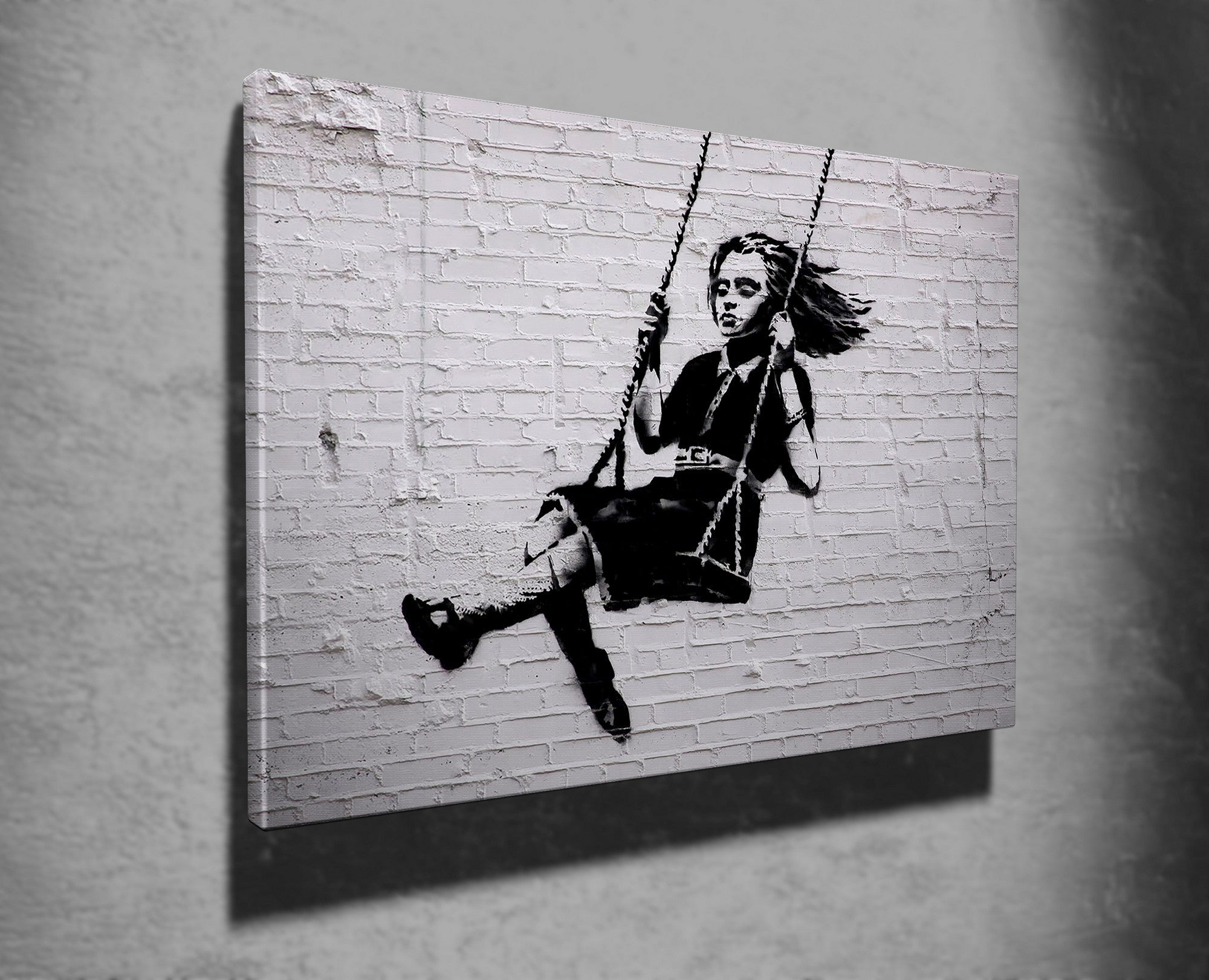 Impressionante tela decorativa de Banksy, 50 x 70 cm, 50% algodão/50% poliéster, emoldurada em madeira de 2 x 3 cm | Perfeito para amantes da arte moderna