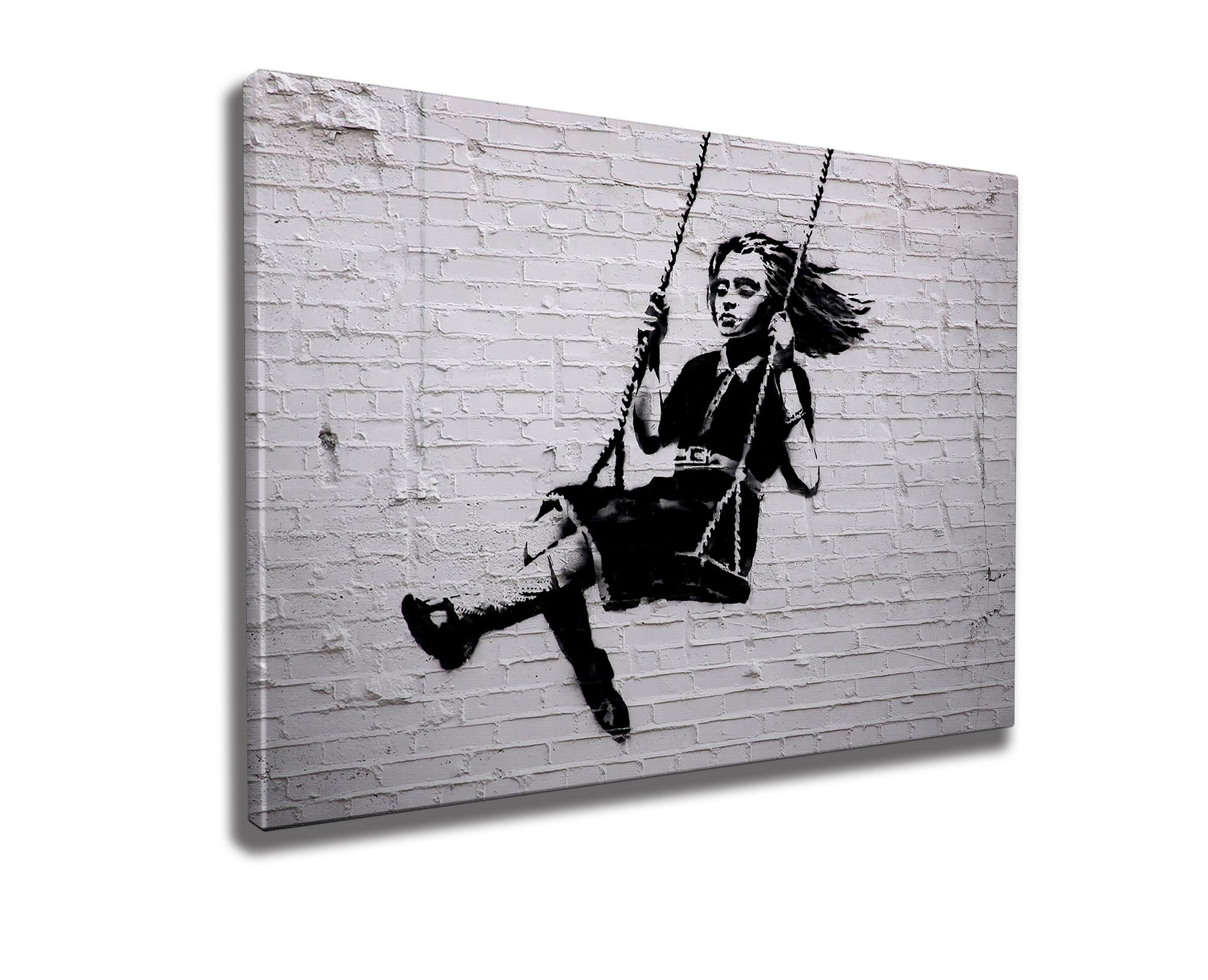 Impressionante tela decorativa de Banksy, 50 x 70 cm, 50% algodão/50% poliéster, emoldurada em madeira de 2 x 3 cm | Perfeito para amantes da arte moderna