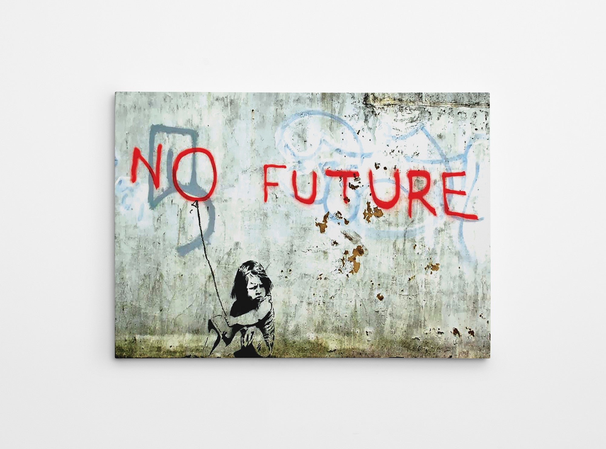 Impressionante tela decorativa de Banksy, 50 x 70 cm, 50% algodão/50% poliéster, emoldurada em madeira de 2 x 3 cm | Perfeito para amantes da arte moderna