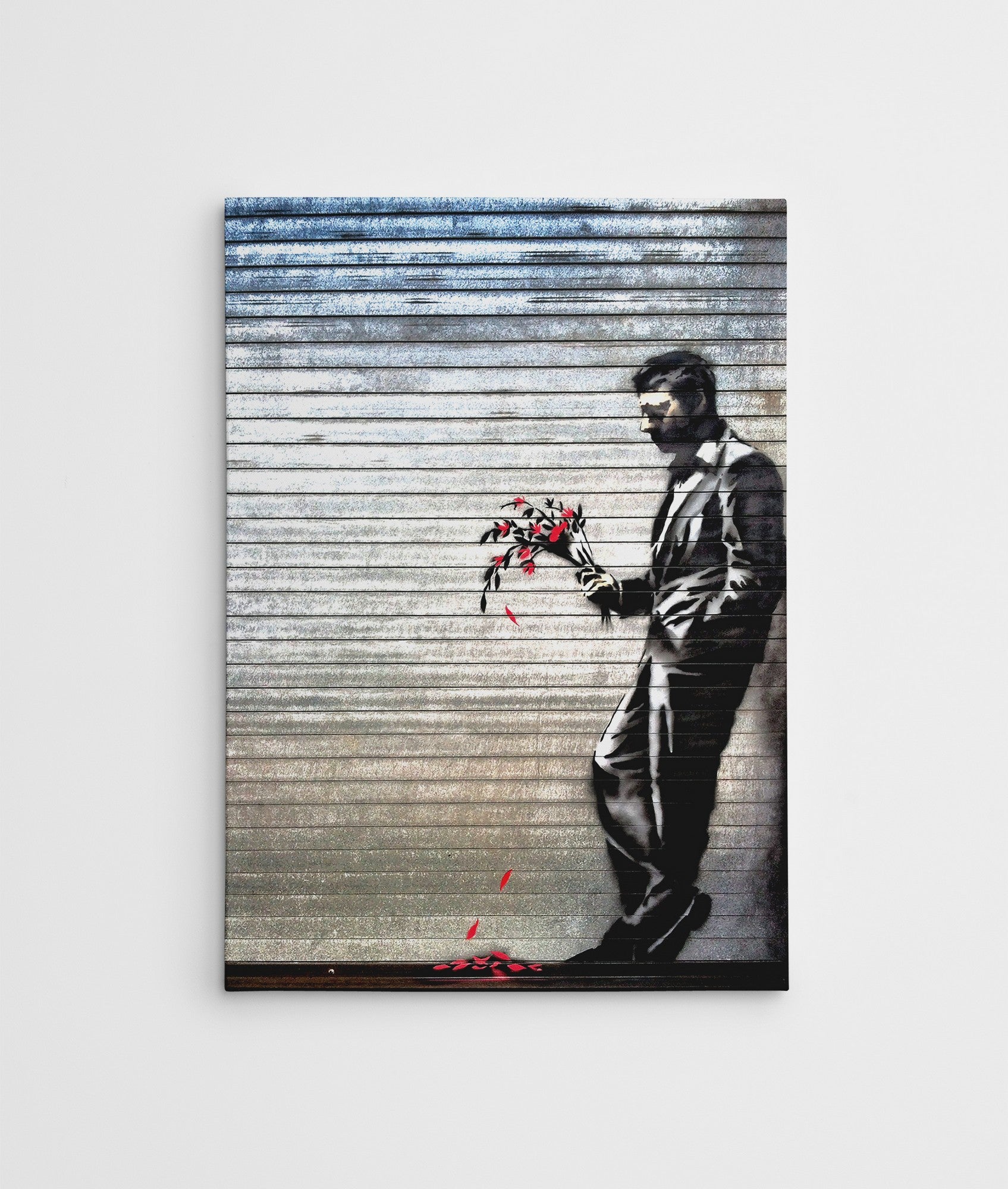 Impressionante tela decorativa de Banksy, 50 x 70 cm, 50% algodão/50% poliéster, emoldurada em madeira de 2 x 3 cm | Perfeito para amantes da arte moderna