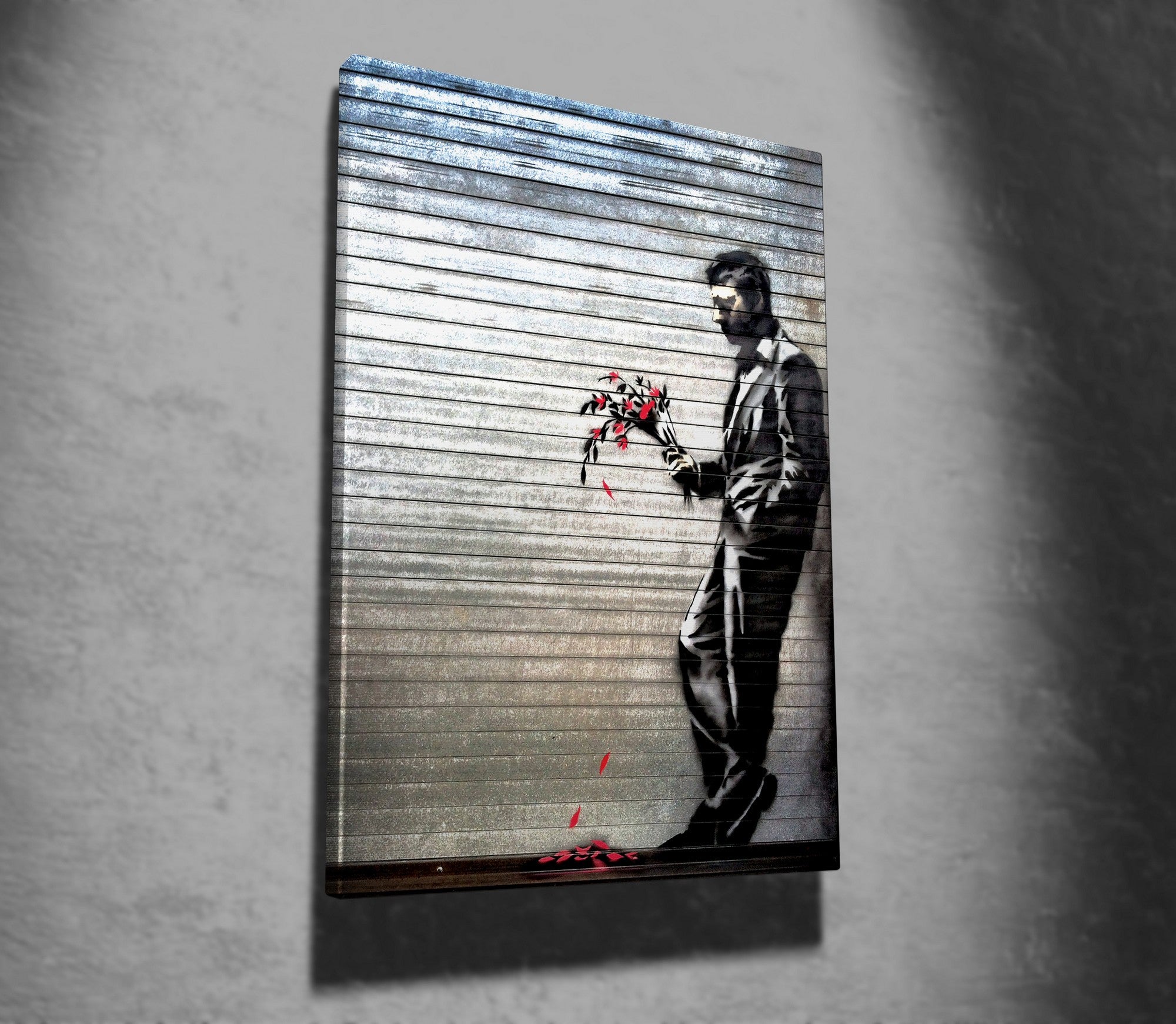 Impressionante tela decorativa de Banksy, 50 x 70 cm, 50% algodão/50% poliéster, emoldurada em madeira de 2 x 3 cm | Perfeito para amantes da arte moderna