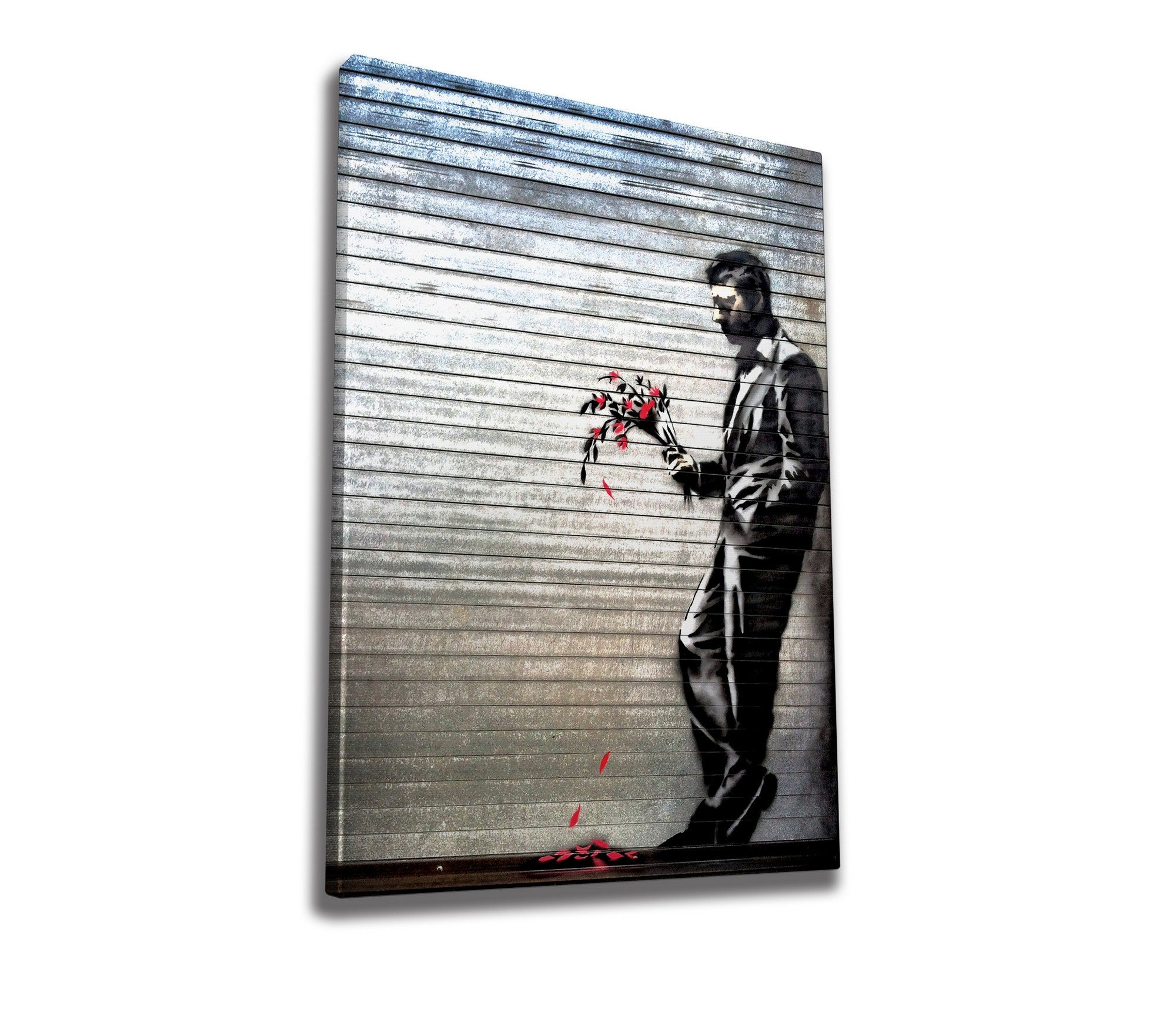 Impressionante tela decorativa de Banksy, 50 x 70 cm, 50% algodão/50% poliéster, emoldurada em madeira de 2 x 3 cm | Perfeito para amantes da arte moderna