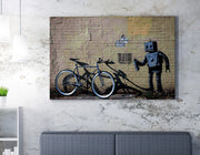 Impressionante tela decorativa de Banksy, 50 x 70 cm, 50% algodão/50% poliéster, emoldurada em madeira de 2 x 3 cm | Perfeito para amantes da arte moderna
