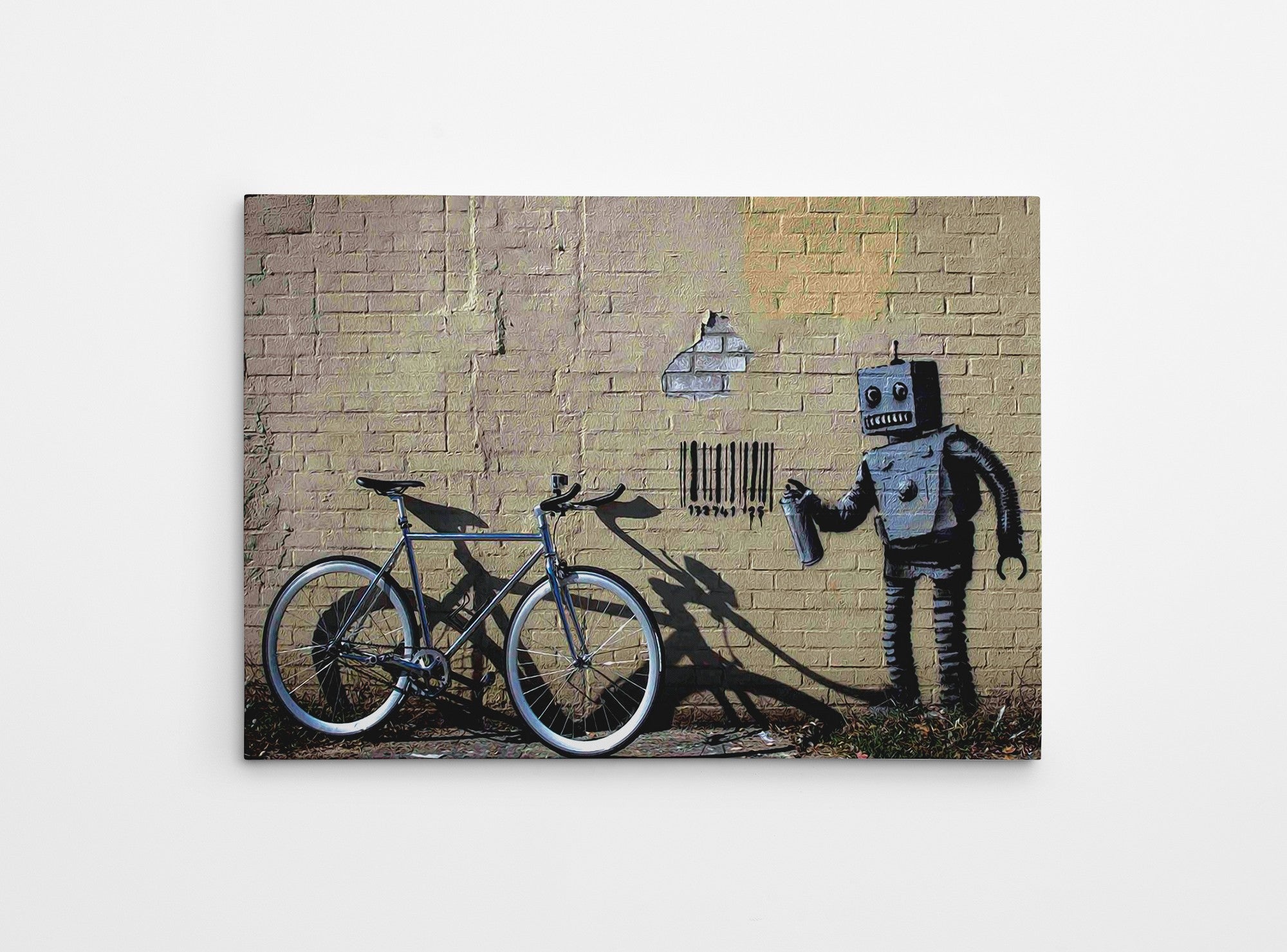 Impressionante tela decorativa de Banksy, 50 x 70 cm, 50% algodão/50% poliéster, emoldurada em madeira de 2 x 3 cm | Perfeito para amantes da arte moderna