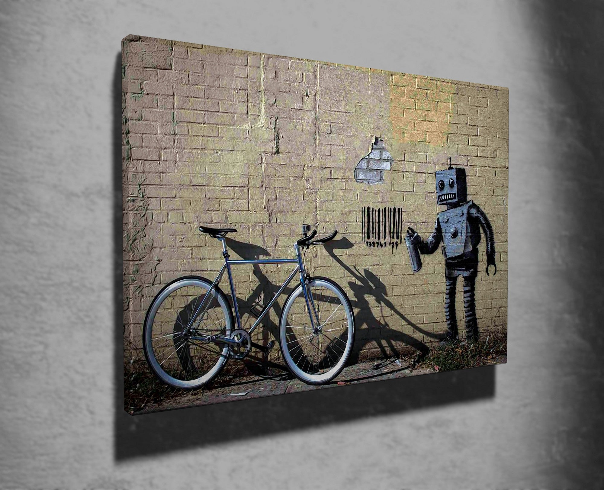 Impressionante tela decorativa de Banksy, 50 x 70 cm, 50% algodão/50% poliéster, emoldurada em madeira de 2 x 3 cm | Perfeito para amantes da arte moderna