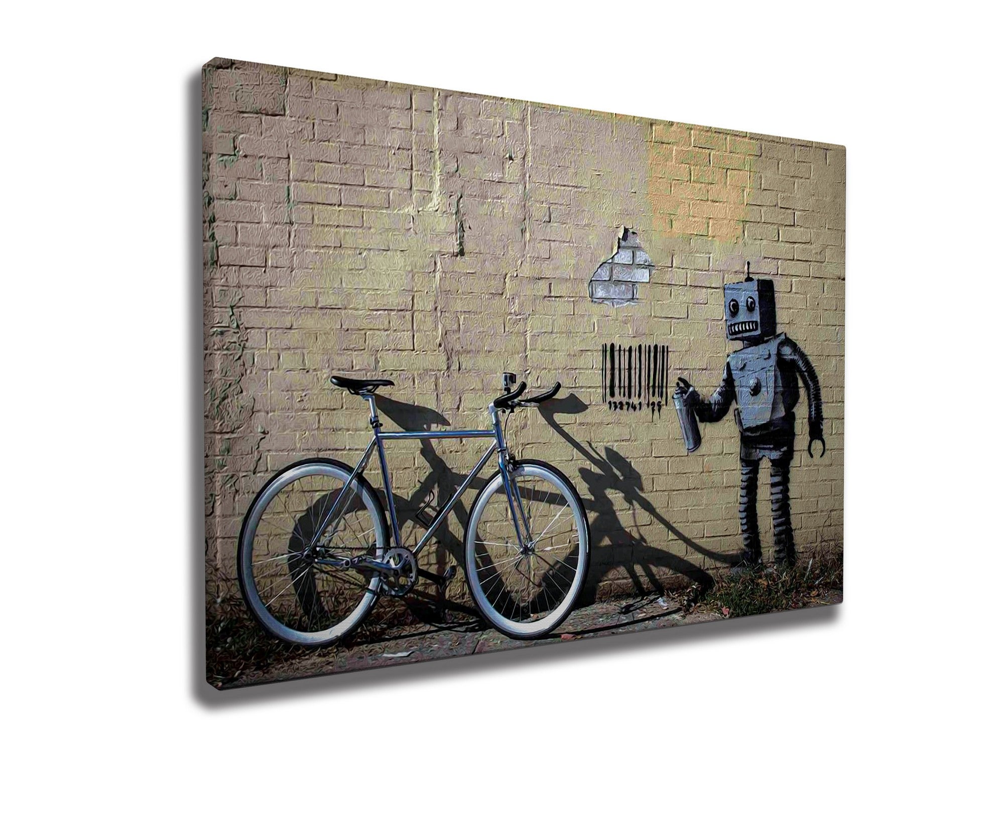 Impressionante tela decorativa de Banksy, 50 x 70 cm, 50% algodão/50% poliéster, emoldurada em madeira de 2 x 3 cm | Perfeito para amantes da arte moderna