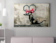 Impressionante tela decorativa de Banksy, 50 x 70 cm, 50% algodão/50% poliéster, emoldurada em madeira de 2 x 3 cm | Perfeito para amantes da arte moderna