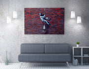 Impressionante tela decorativa de Banksy, 70 x 100 cm, 50% algodão/50% poliéster, emoldurada com moldura de madeira de 2 x 3 cm | Perfeito para decoração moderna