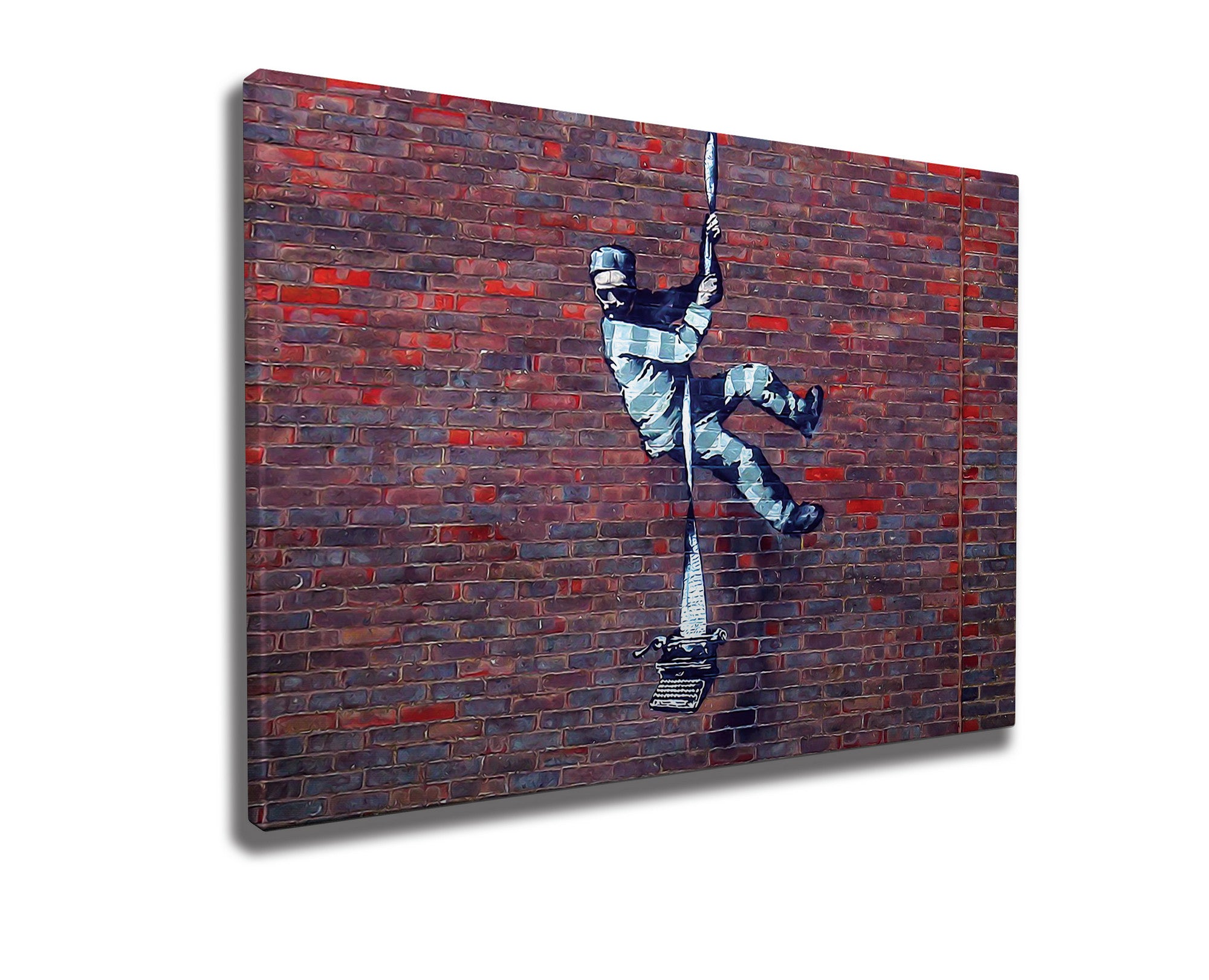 Impressionante tela decorativa de Banksy, 70 x 100 cm, 50% algodão/50% poliéster, emoldurada com moldura de madeira de 2 x 3 cm | Perfeito para decoração moderna