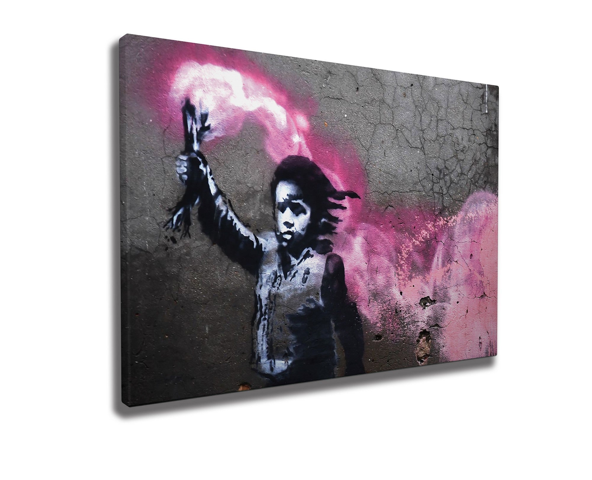 Impressionante tela decorativa de Banksy, 50 x 70 cm, 50% algodão/50% poliéster, emoldurada em madeira de 2 x 3 cm | Perfeito para amantes da arte moderna