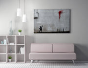 Impressionante tela decorativa de Banksy, 50 x 70 cm, 50% algodão/50% poliéster, emoldurada em madeira de 2 x 3 cm | Perfeito para amantes da arte moderna