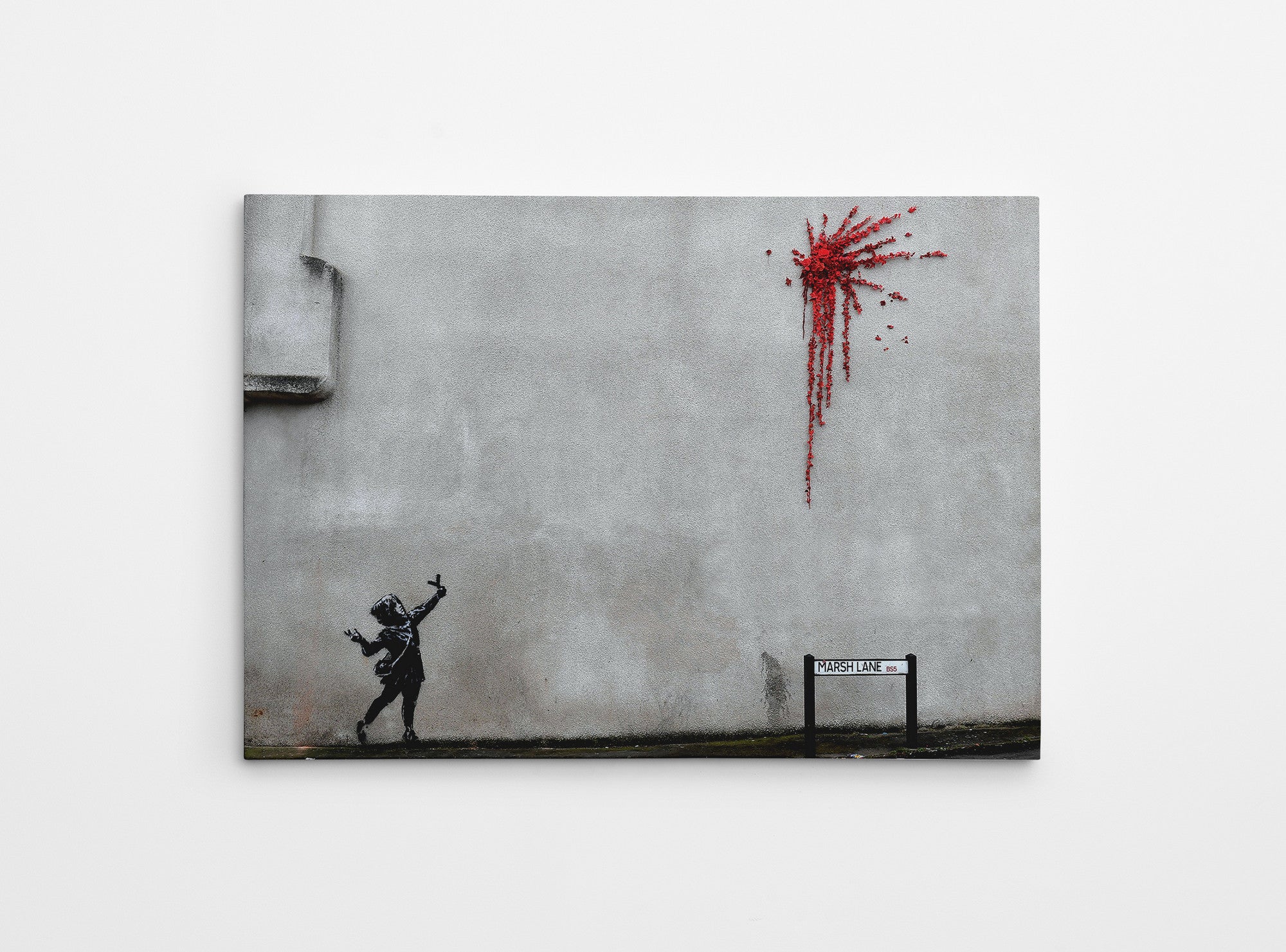 Impressionante tela decorativa de Banksy, 50 x 70 cm, 50% algodão/50% poliéster, emoldurada em madeira de 2 x 3 cm | Perfeito para amantes da arte moderna