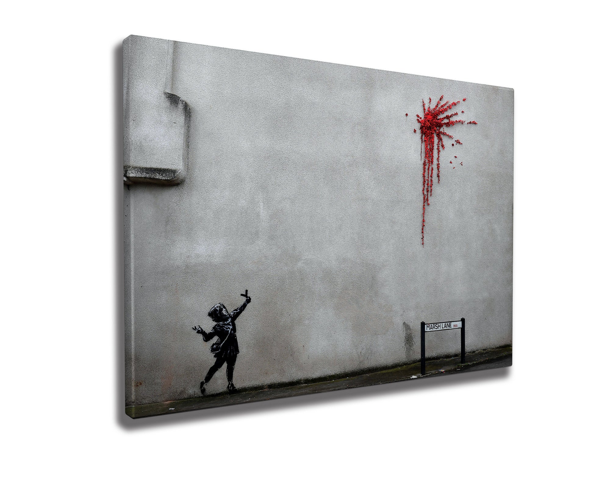 Impressionante tela decorativa de Banksy, 50 x 70 cm, 50% algodão/50% poliéster, emoldurada em madeira de 2 x 3 cm | Perfeito para amantes da arte moderna