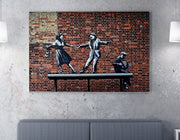 Impressionante tela decorativa de Banksy, 50 x 70 cm, 50% algodão/50% poliéster, emoldurada em madeira de 2 x 3 cm | Perfeito para amantes da arte moderna